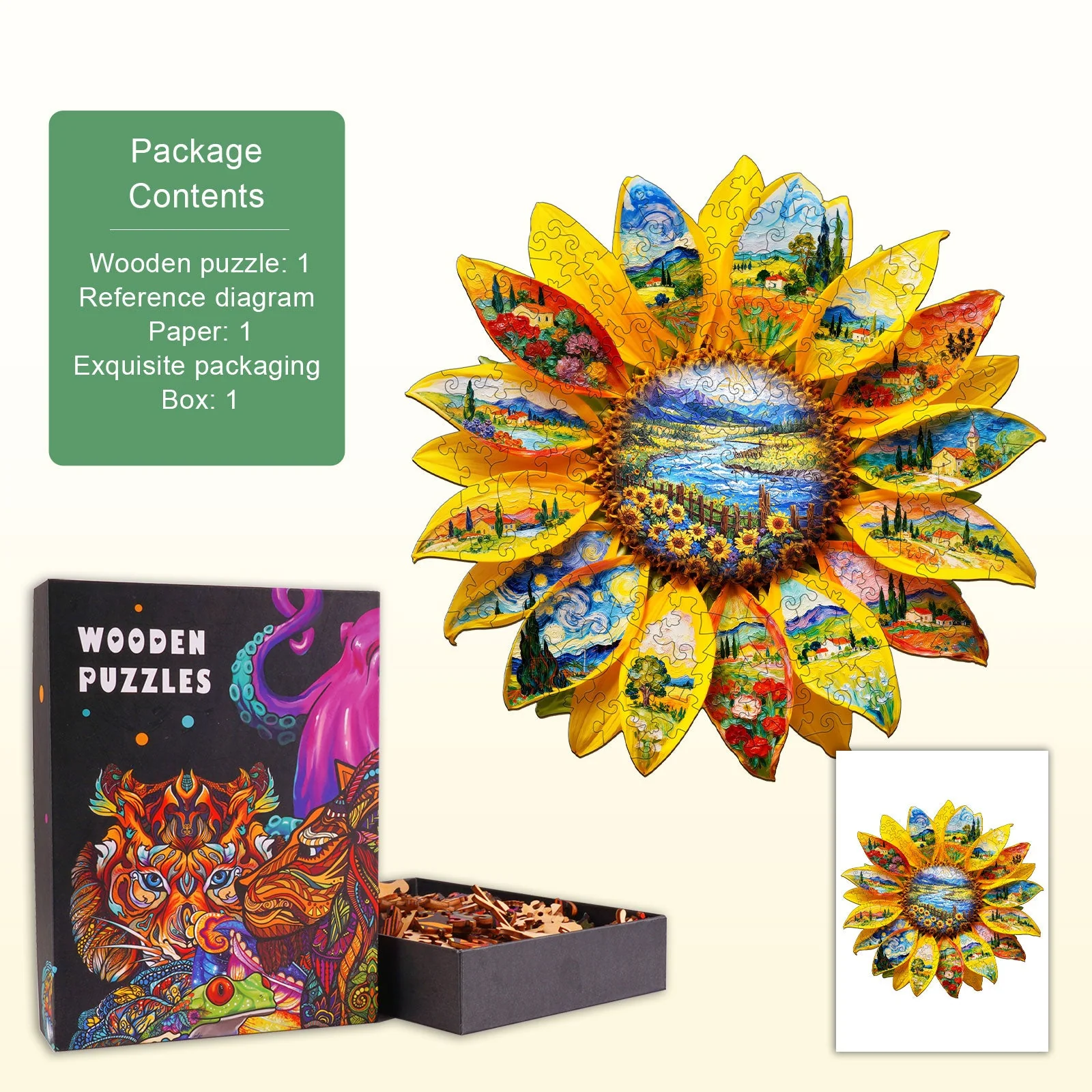 Oil on Sunflower Wooden Jigsaw Puzzle - Image 5