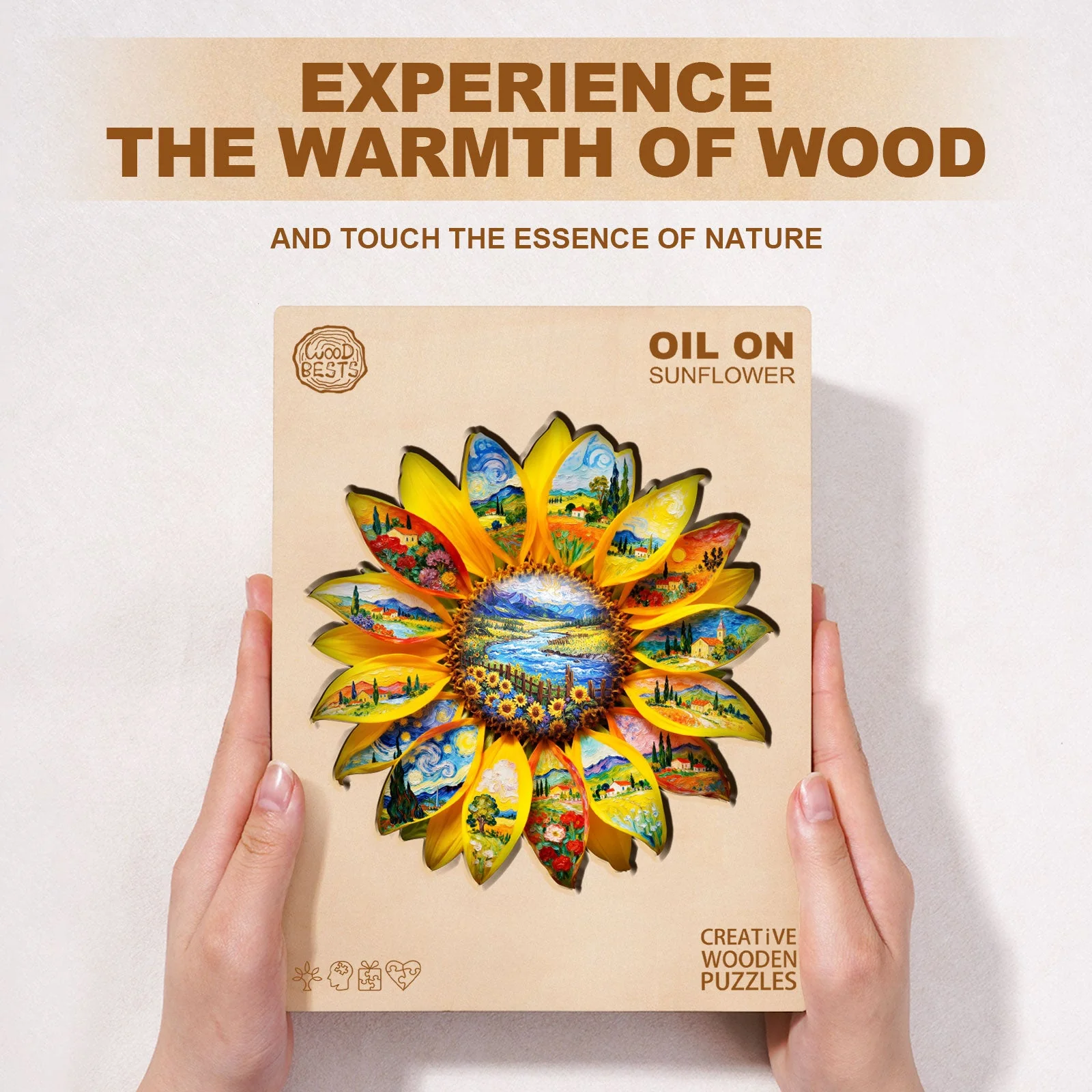 Oil on Sunflower Wooden Jigsaw Puzzle - Image 6