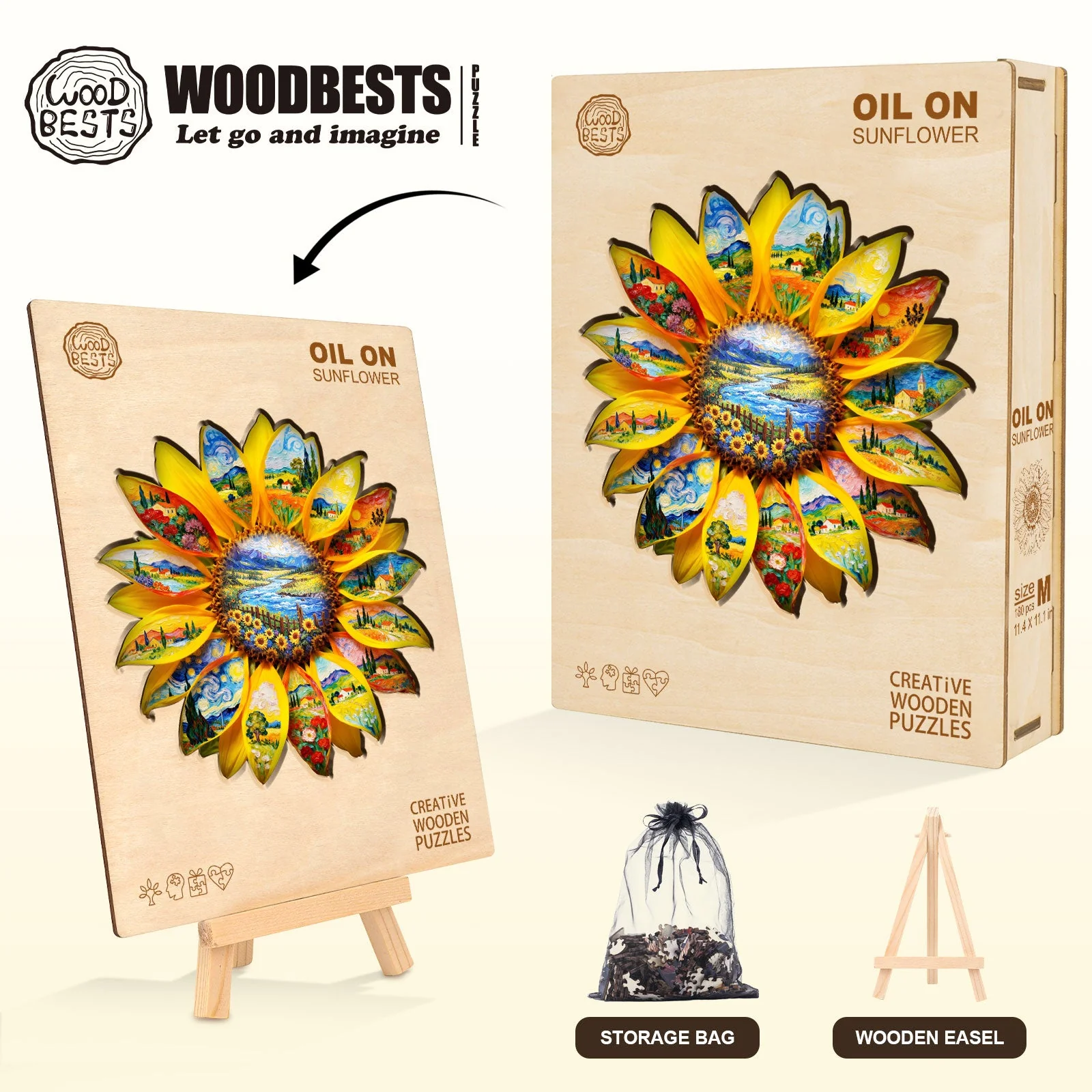 Oil on Sunflower Wooden Jigsaw Puzzle - Image 8