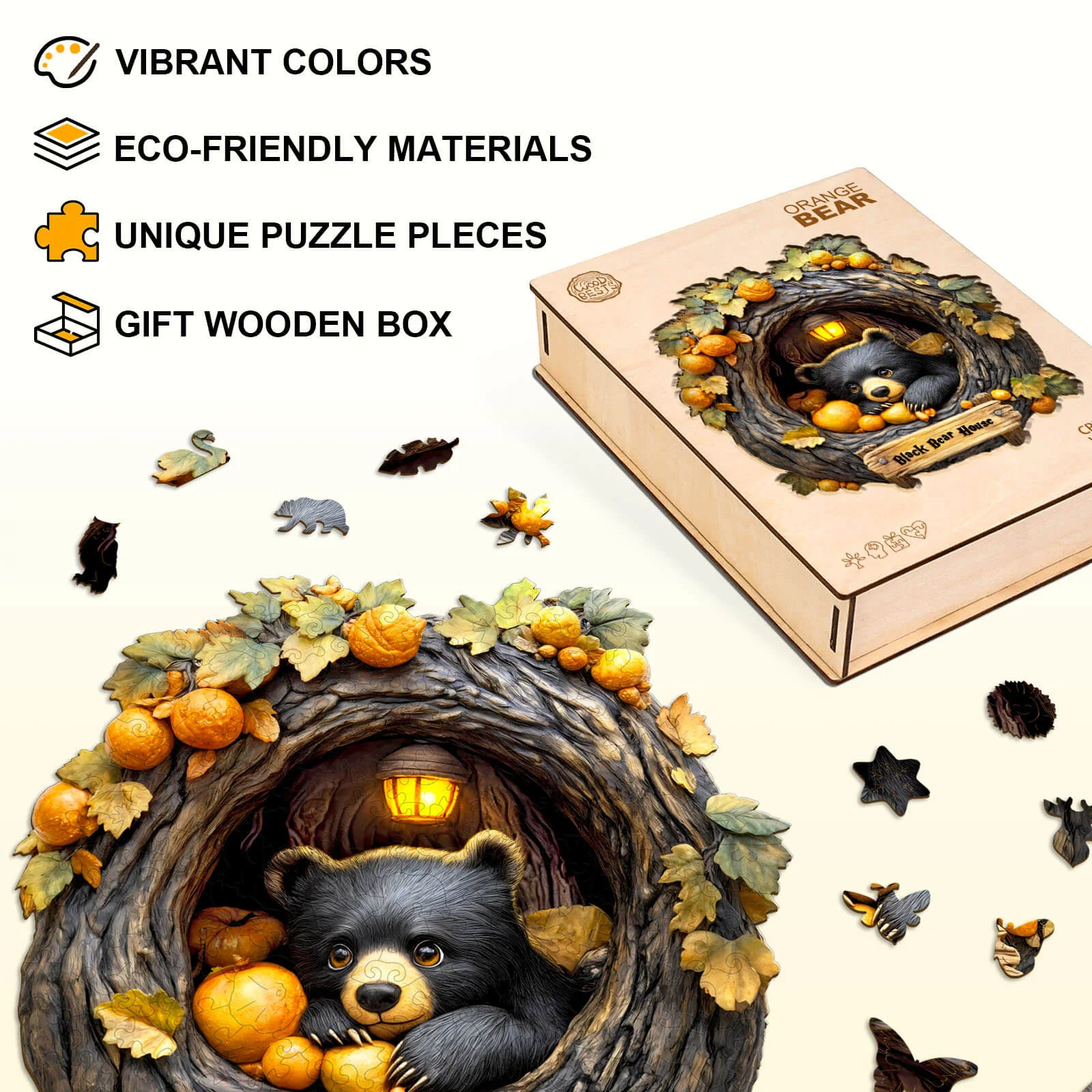 Orange Bear Wooden Jigsaw Puzzle - Image 5