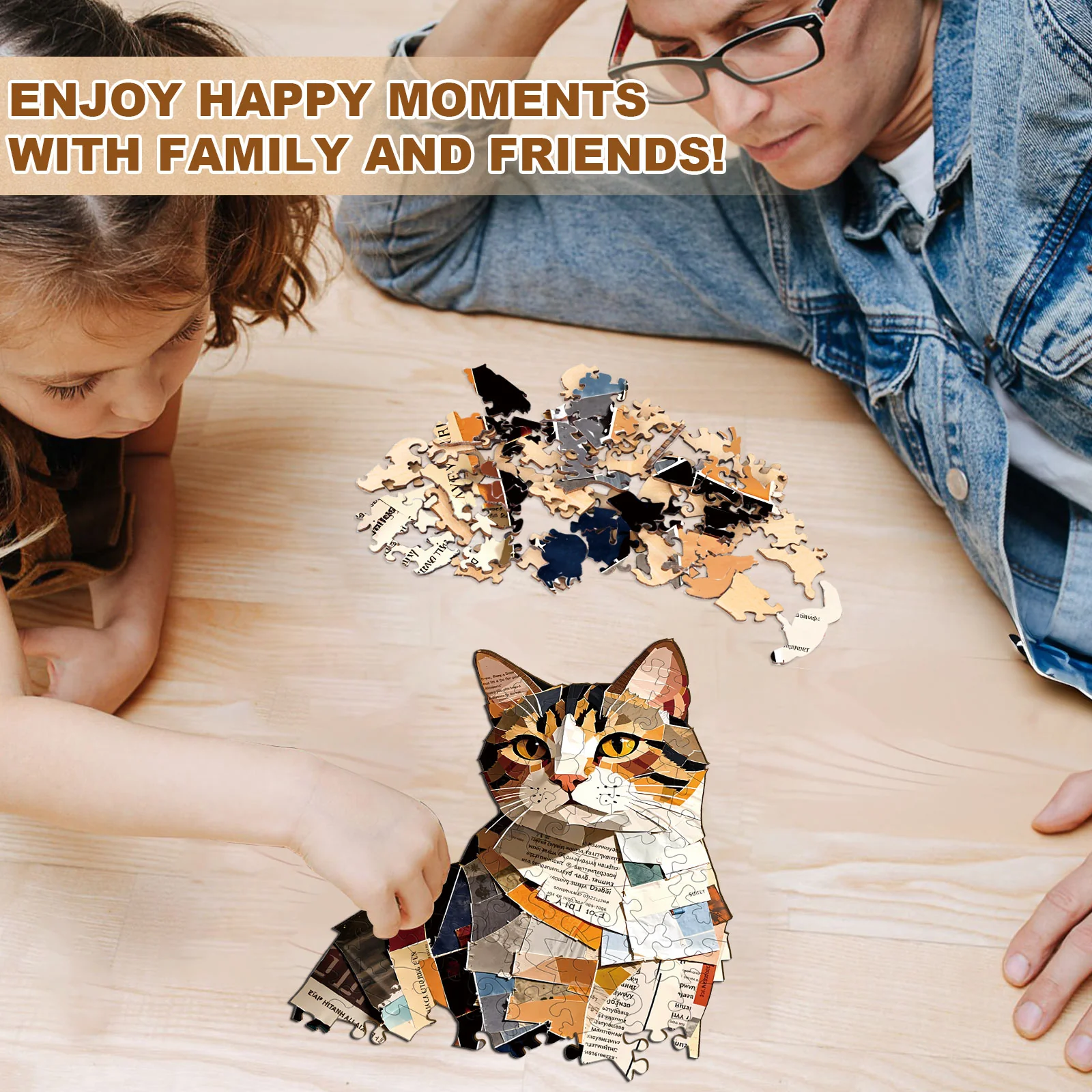 Paper Art Cat Wooden Jigsaw Puzzle - Image 7