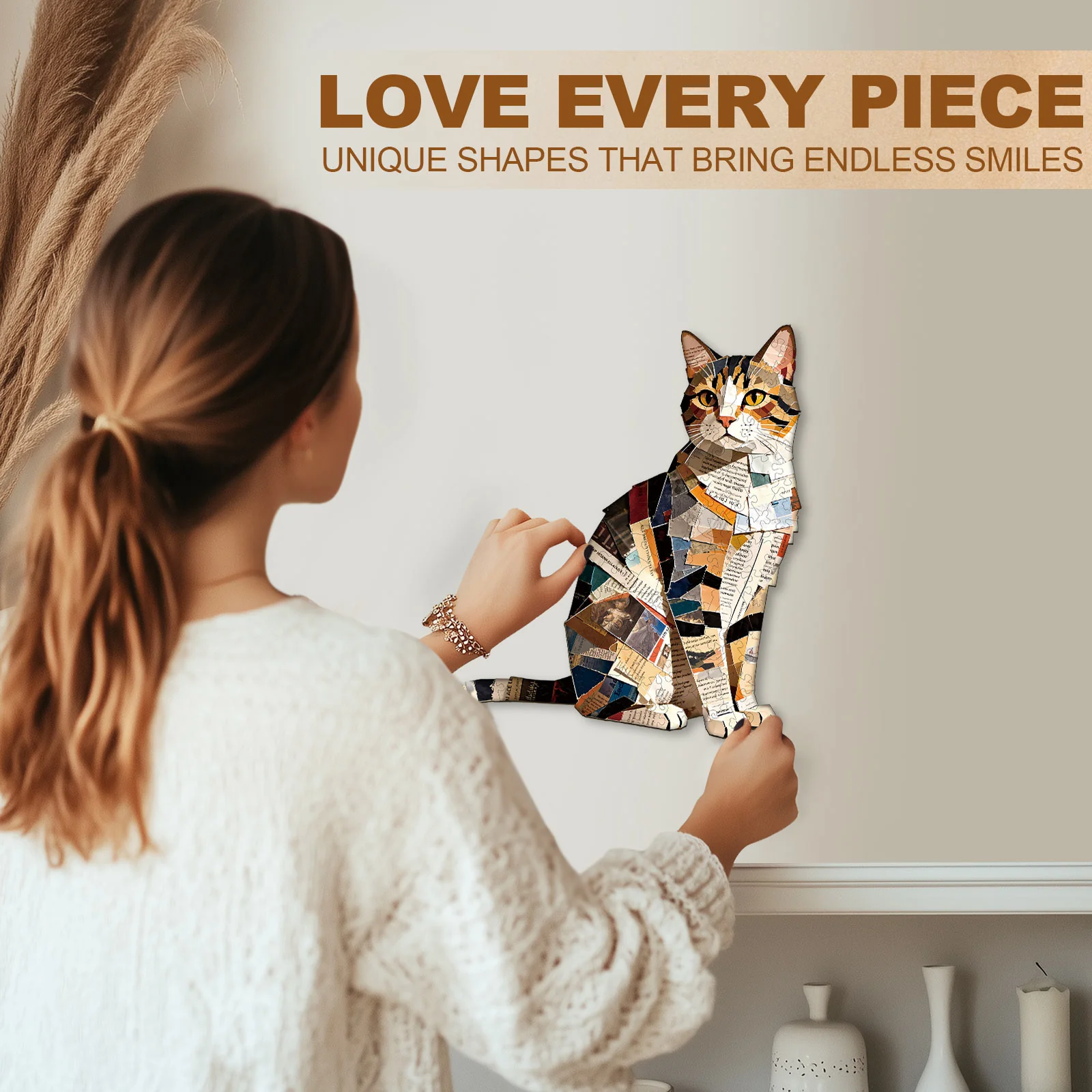 Paper Art Cat Wooden Jigsaw Puzzle - Image 9