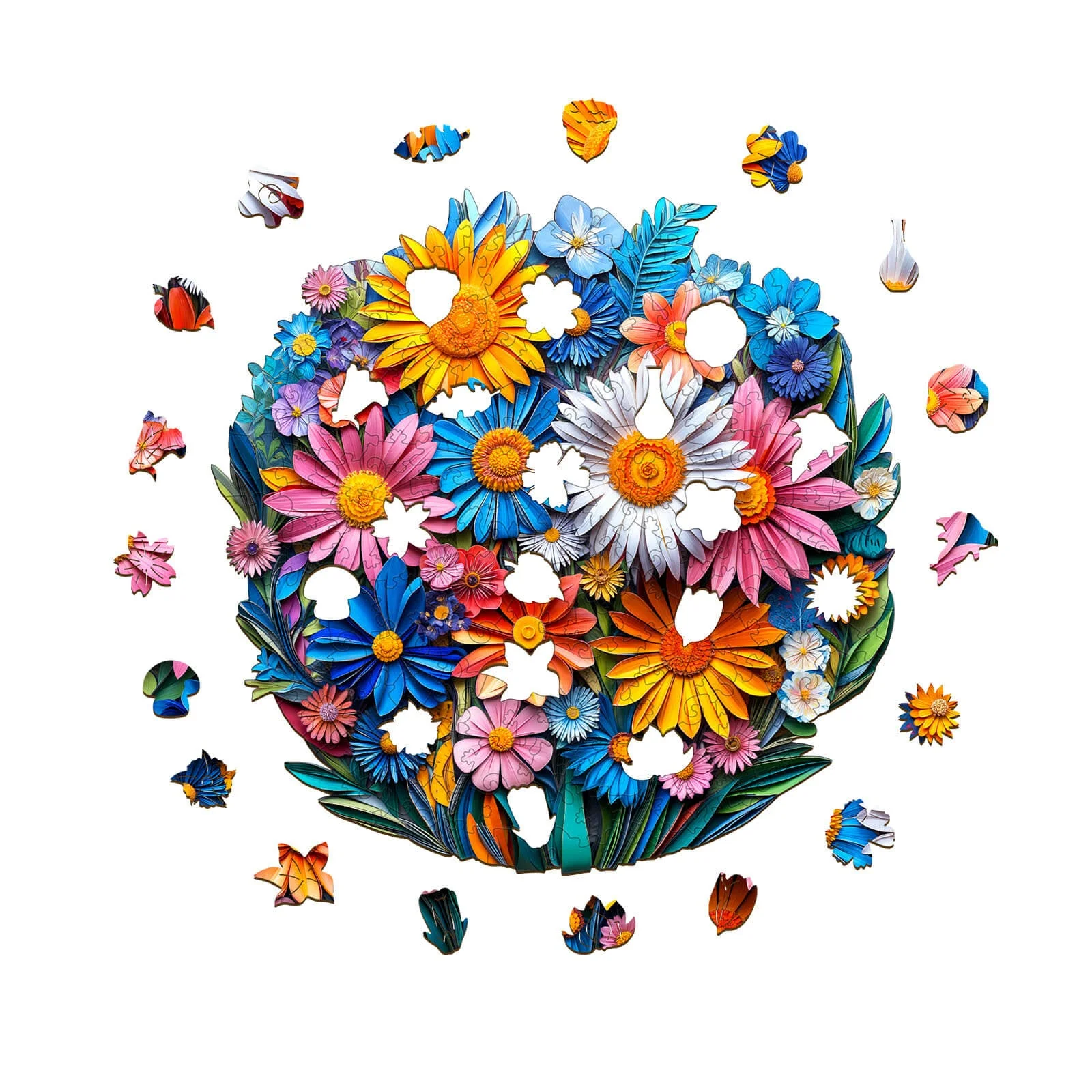 Paper flower Wooden Jigsaw Puzzle - Image 2