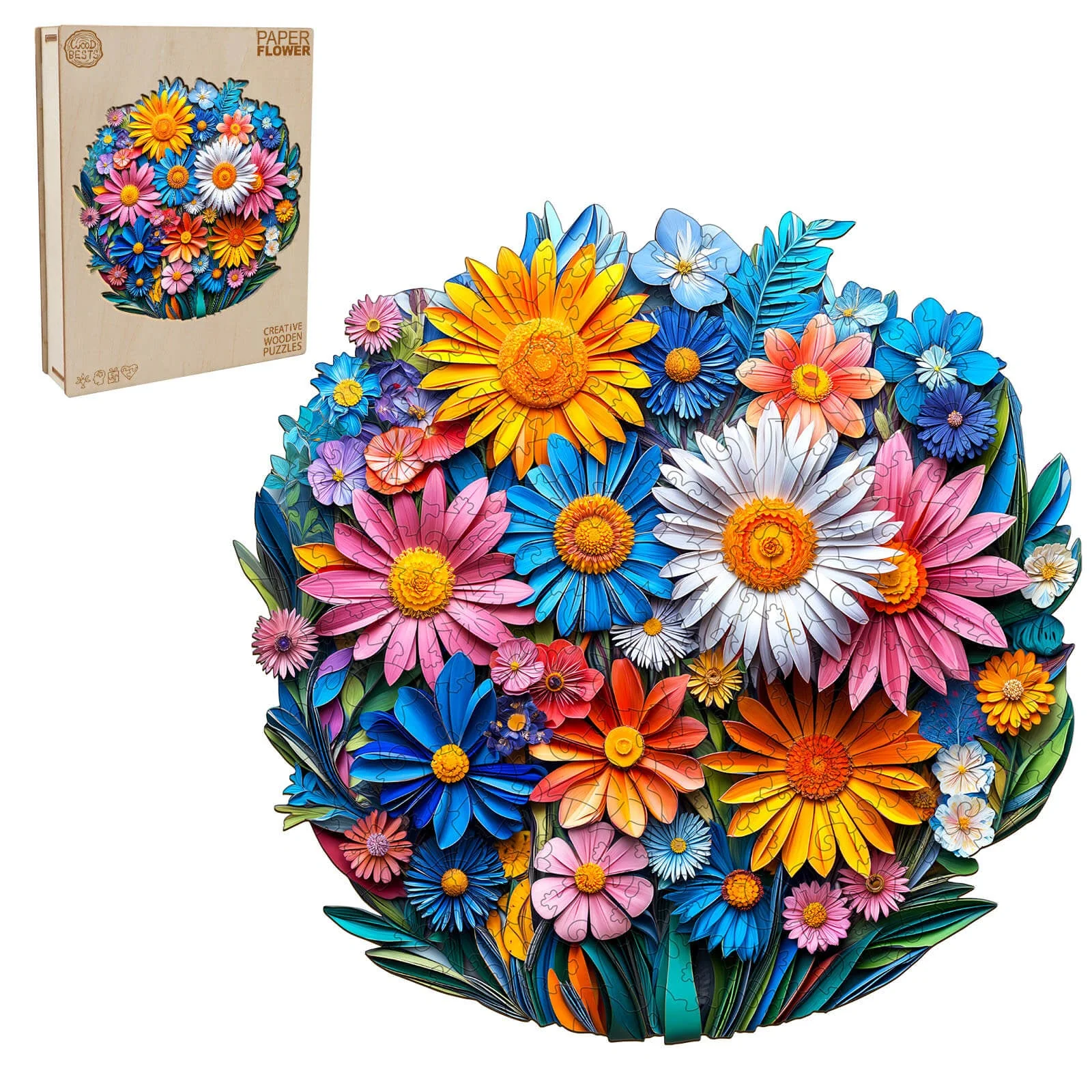 Paper flower Wooden Jigsaw Puzzle - Image 3