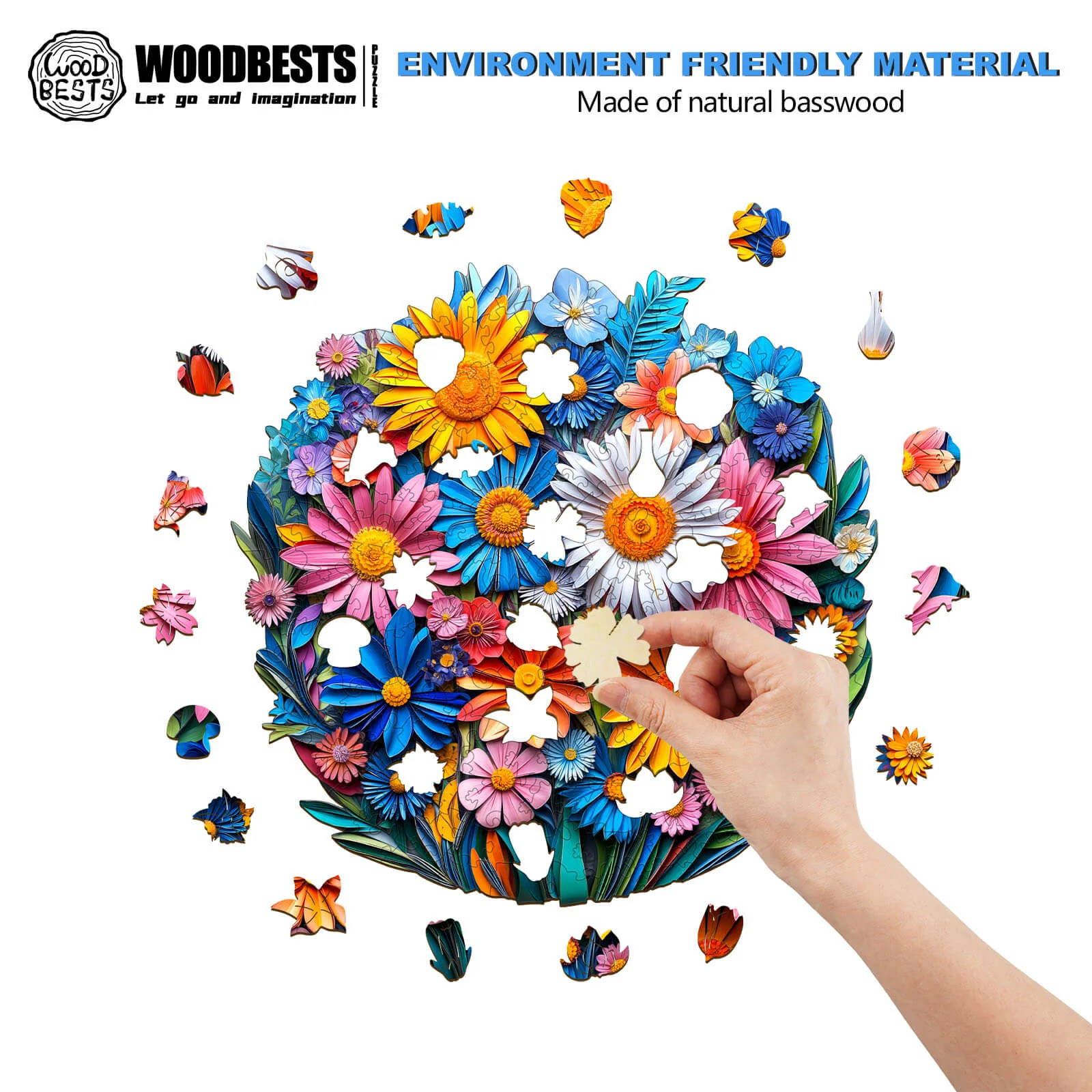 Paper flower Wooden Jigsaw Puzzle - Image 4