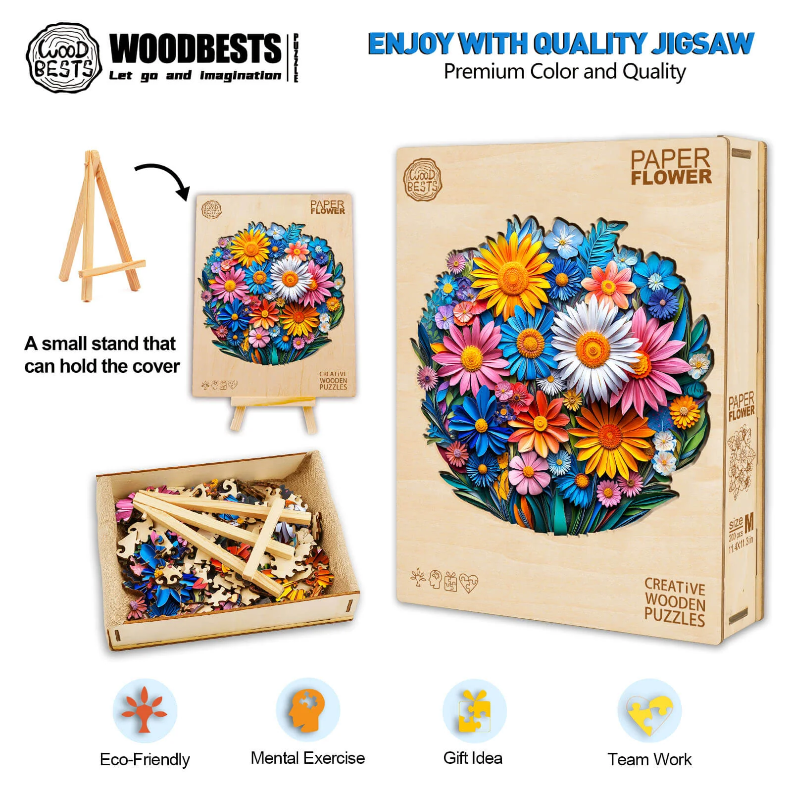 Paper flower Wooden Jigsaw Puzzle - Image 6