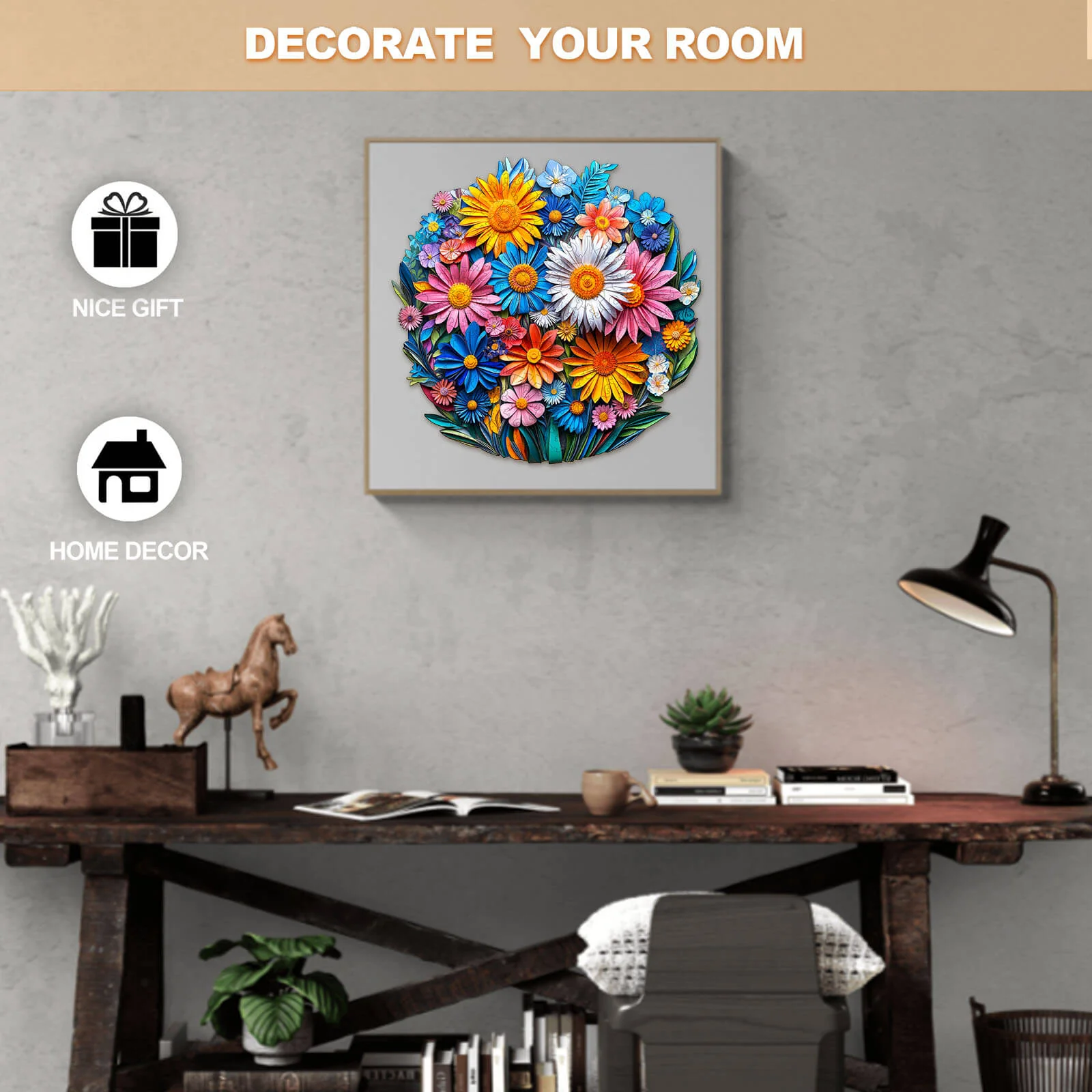 Paper flower Wooden Jigsaw Puzzle - Image 9