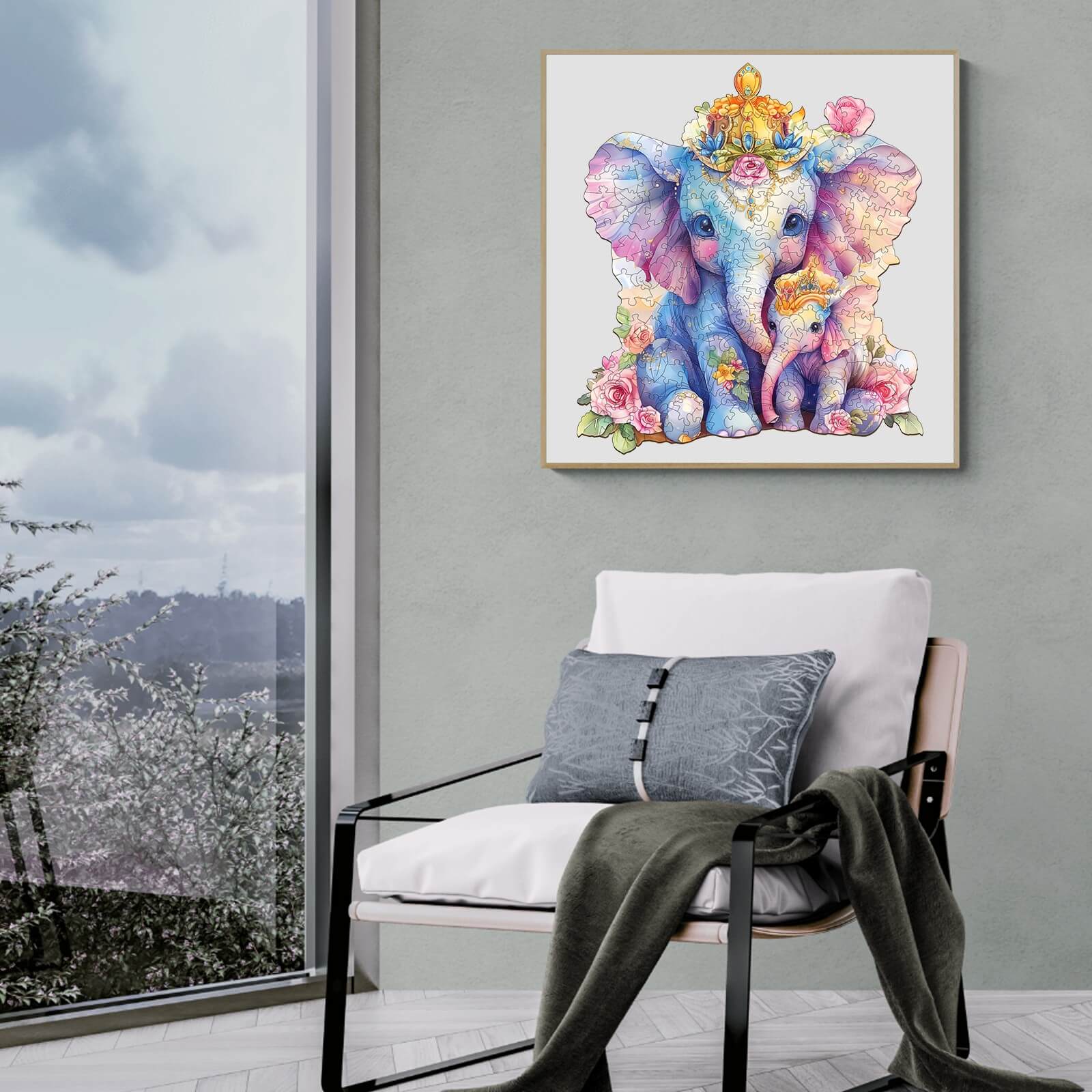 Parent child elephant Wooden Jigsaw Puzzle - Image 10