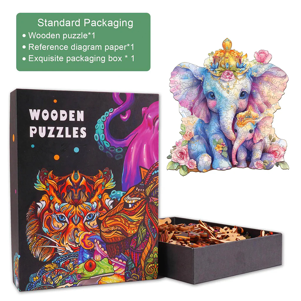 Parent child elephant Wooden Jigsaw Puzzle - Image 5