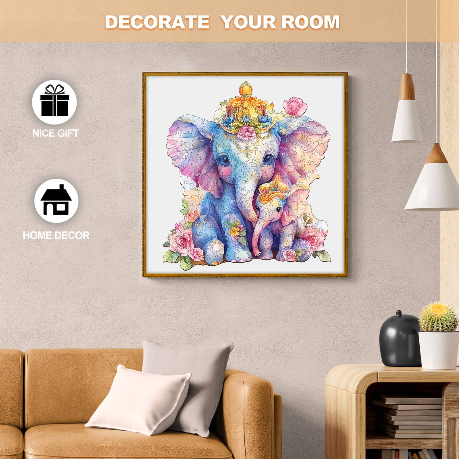 Parent child elephant Wooden Jigsaw Puzzle - Image 7