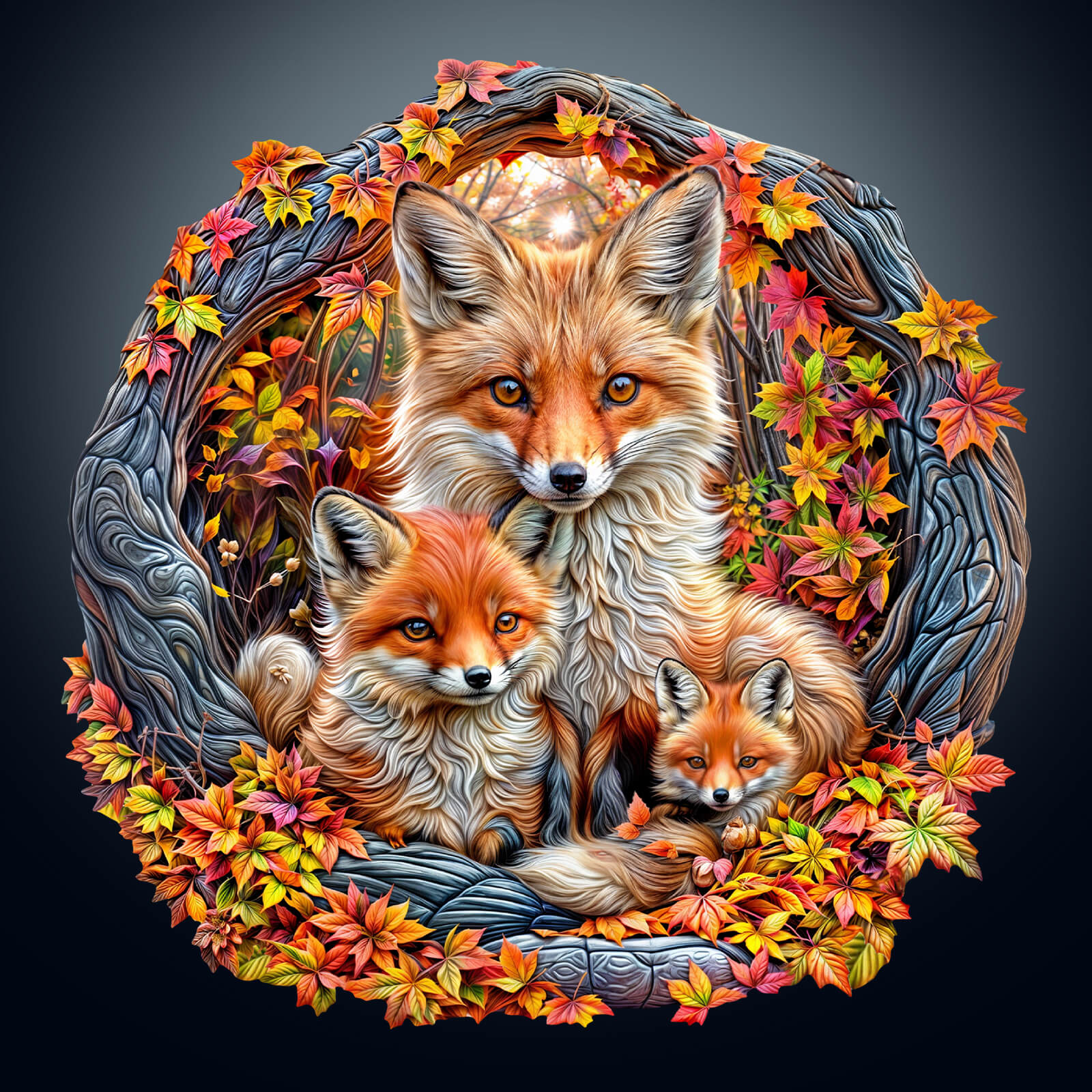 Parent-child fox Wooden Jigsaw Puzzle - Image 2
