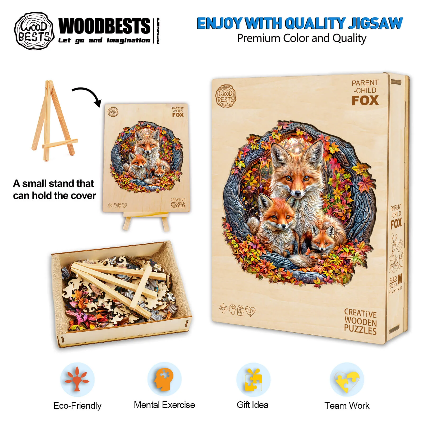 Parent-child fox Wooden Jigsaw Puzzle - Image 7