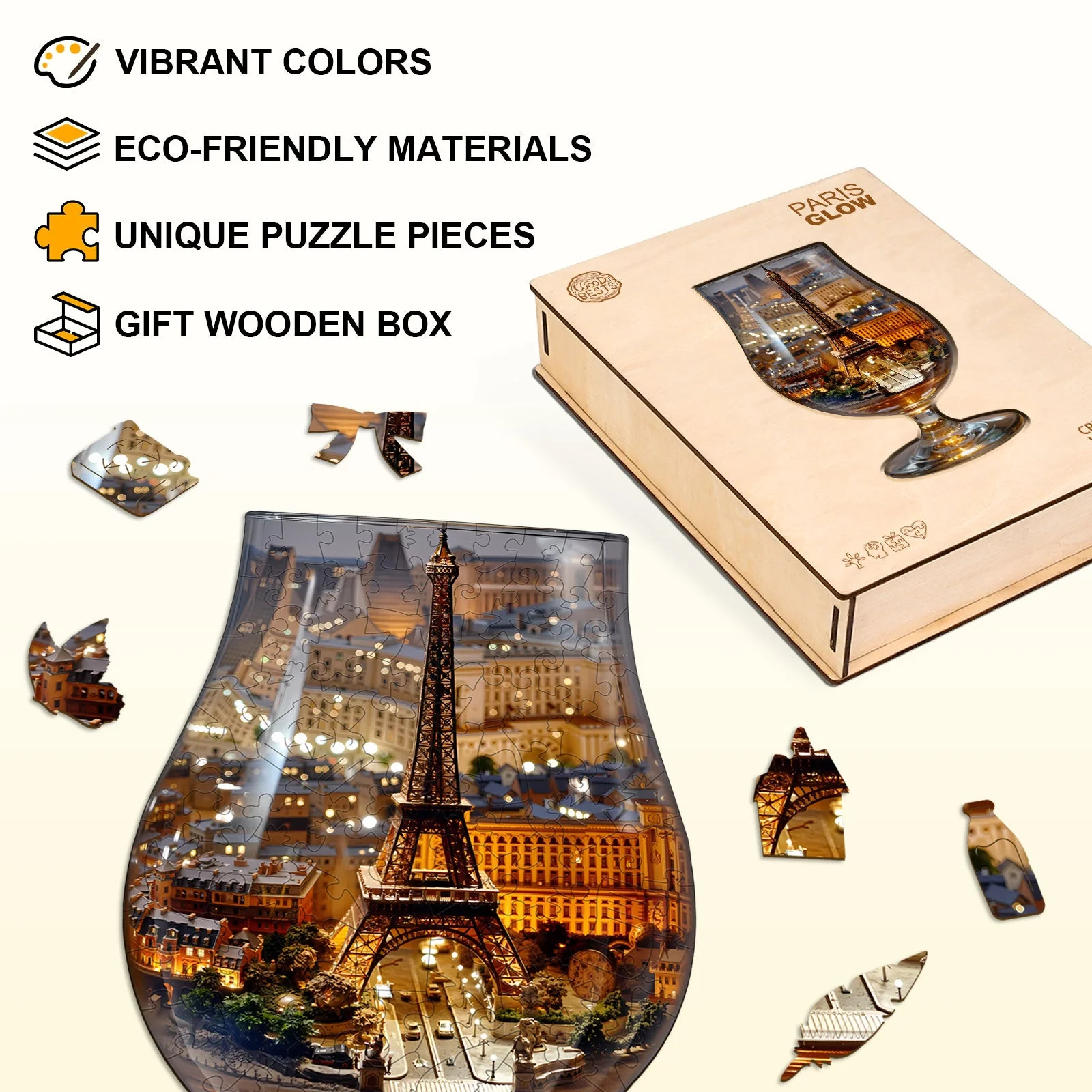 Paris Glow Wooden Jigsaw Puzzle - Image 7