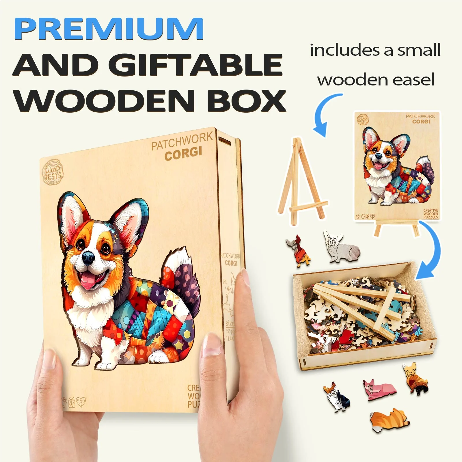 Patchwork Corgi Wooden Jigsaw Puzzle - Image 6