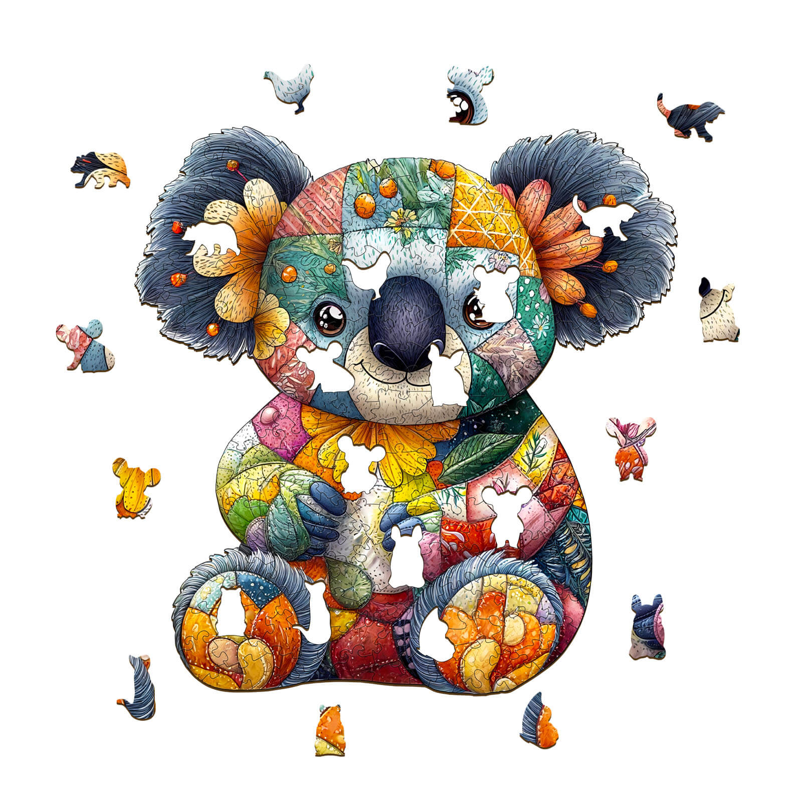 Patchwork Koala Wooden Jigsaw Puzzle - Image 2