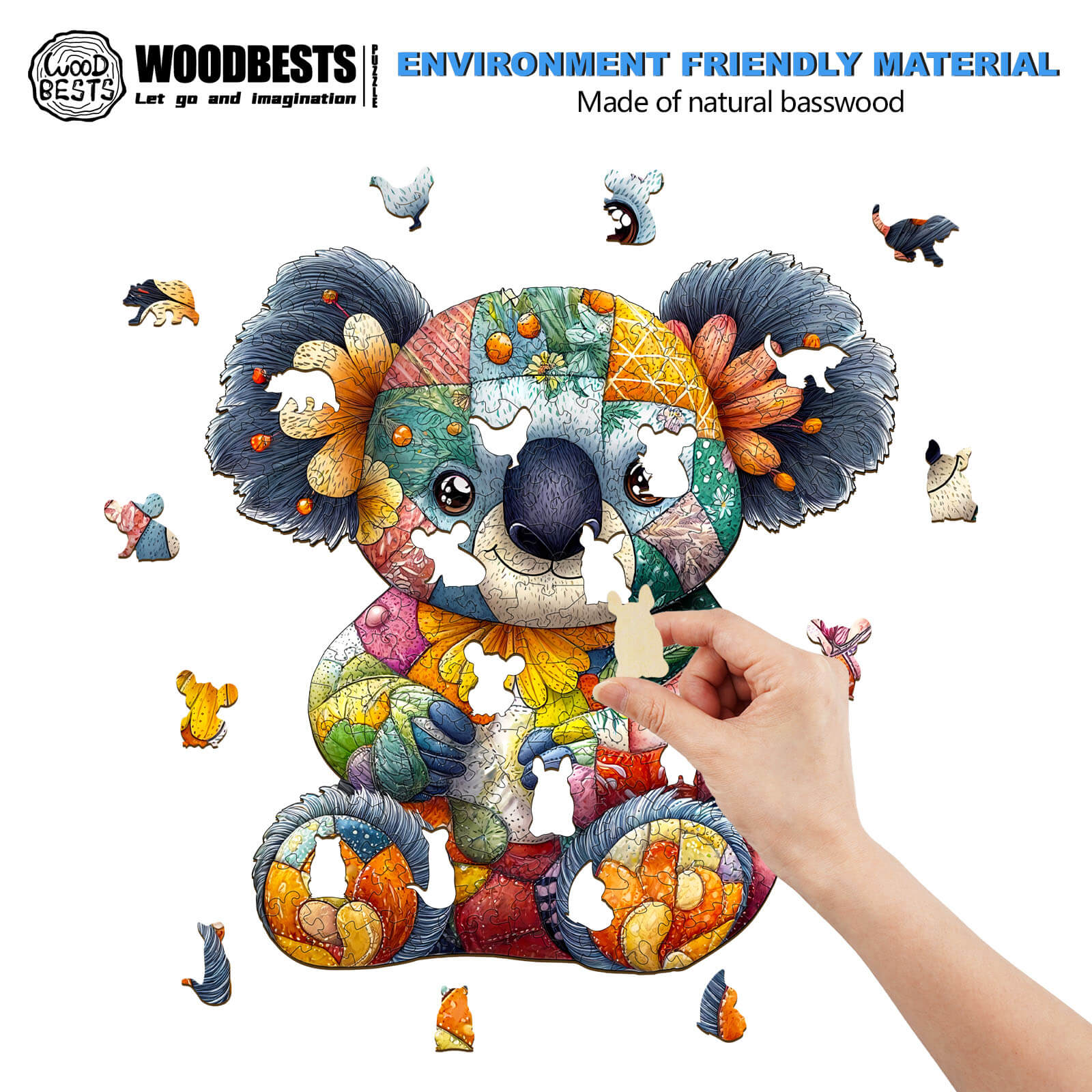 Patchwork Koala Wooden Jigsaw Puzzle - Image 4