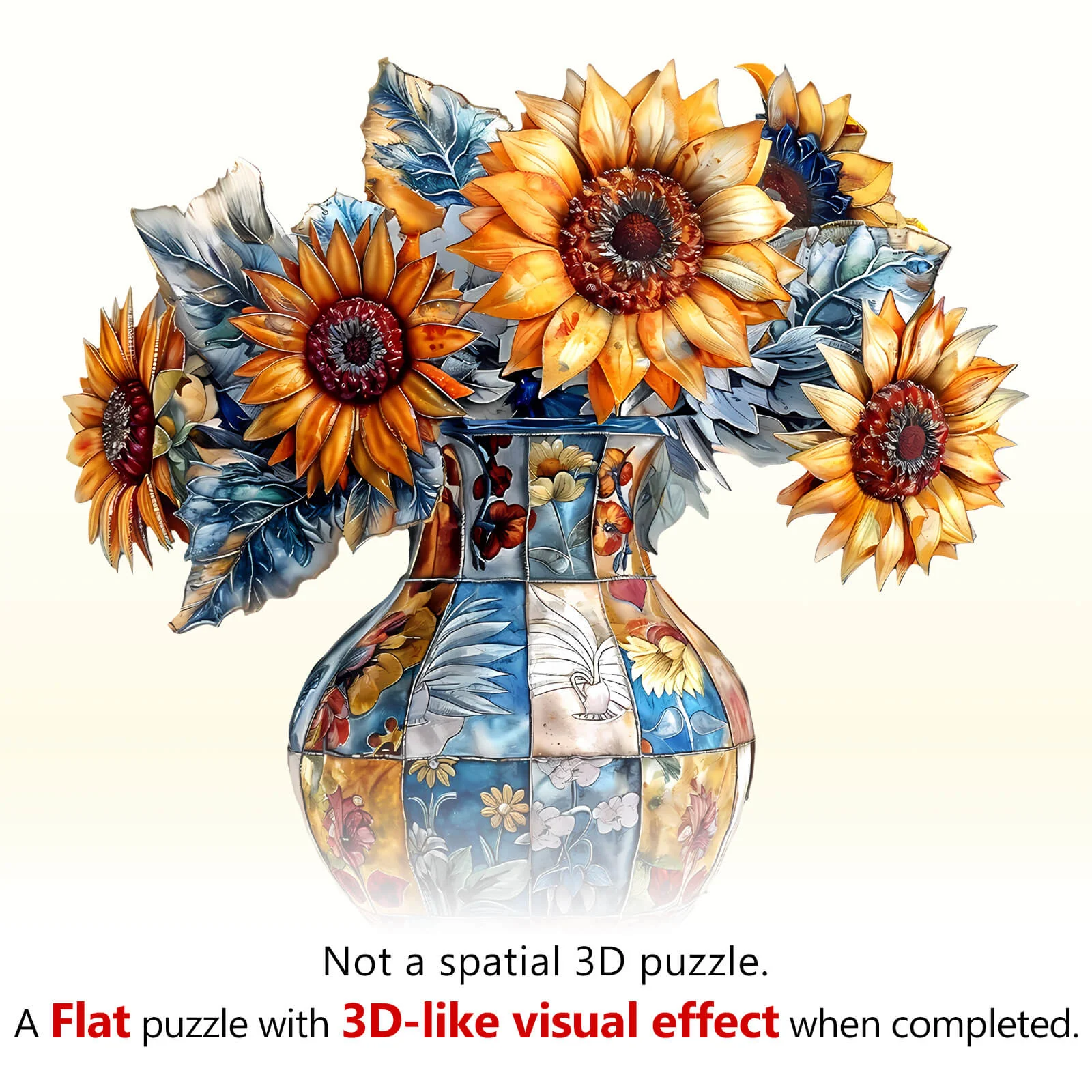 patchwork sunflower Wooden Jigsaw Puzzle - Image 8