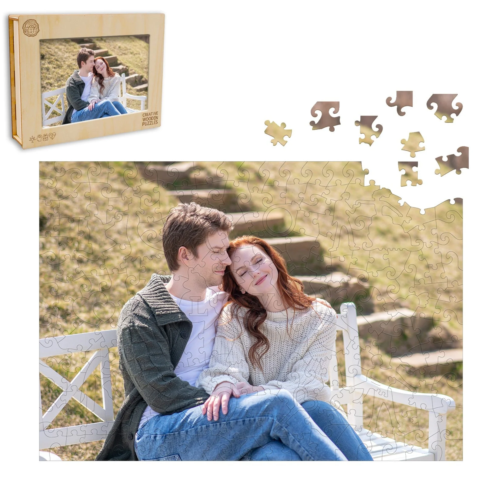 Personalized Photo Wooden Puzzle - Love Theme - Image 5