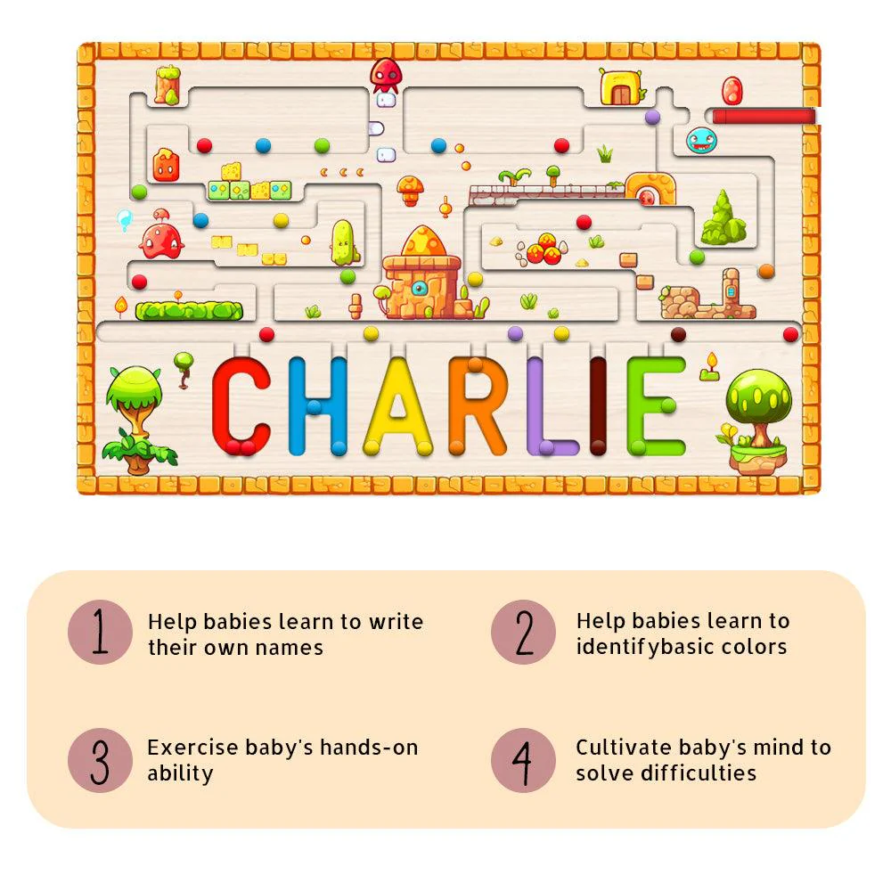 Personalized Baby Name Magnetic Maze Puzzle - Forest - Image 7