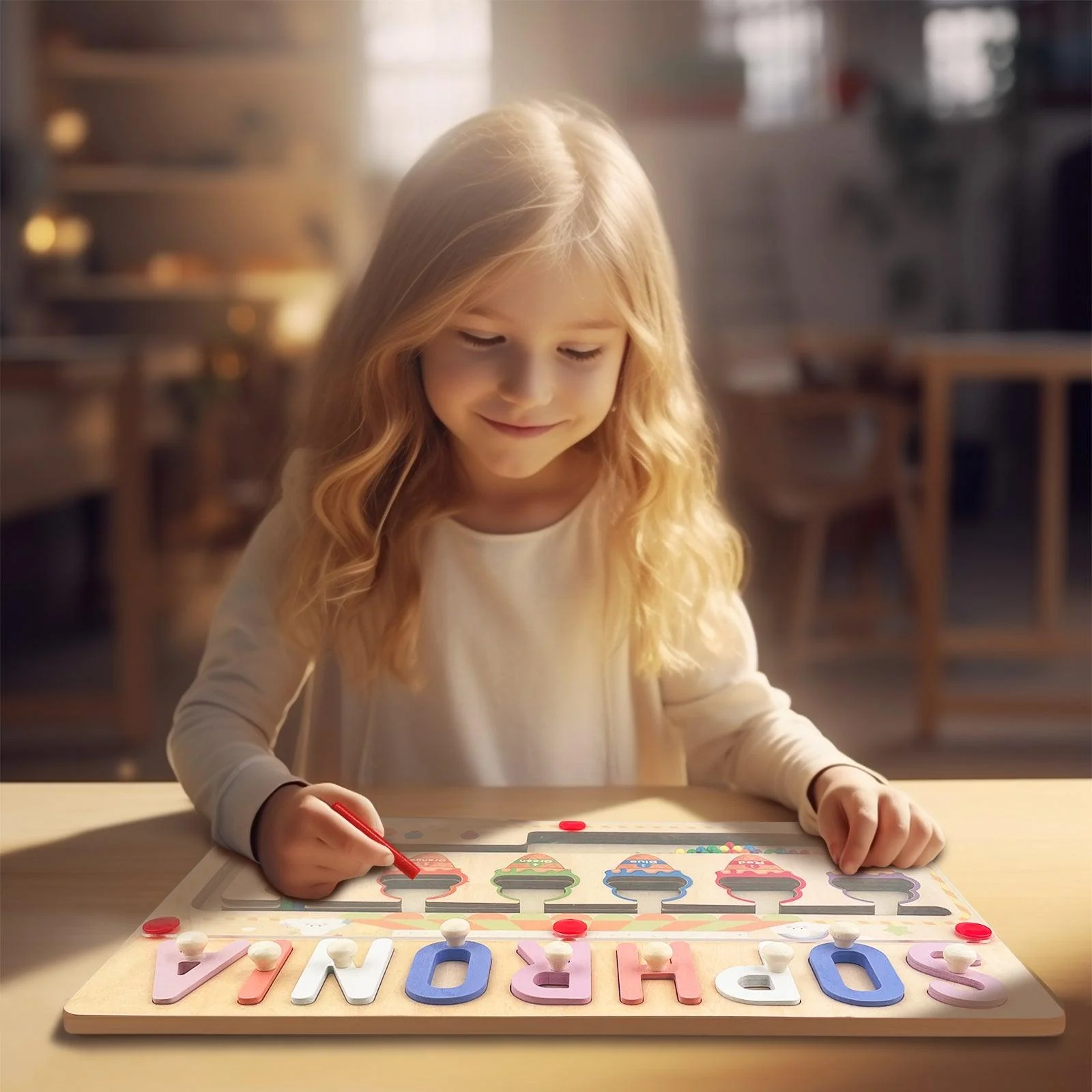 Personalized Baby Name Magnetic Maze Puzzle - Ice Cream - Image 3