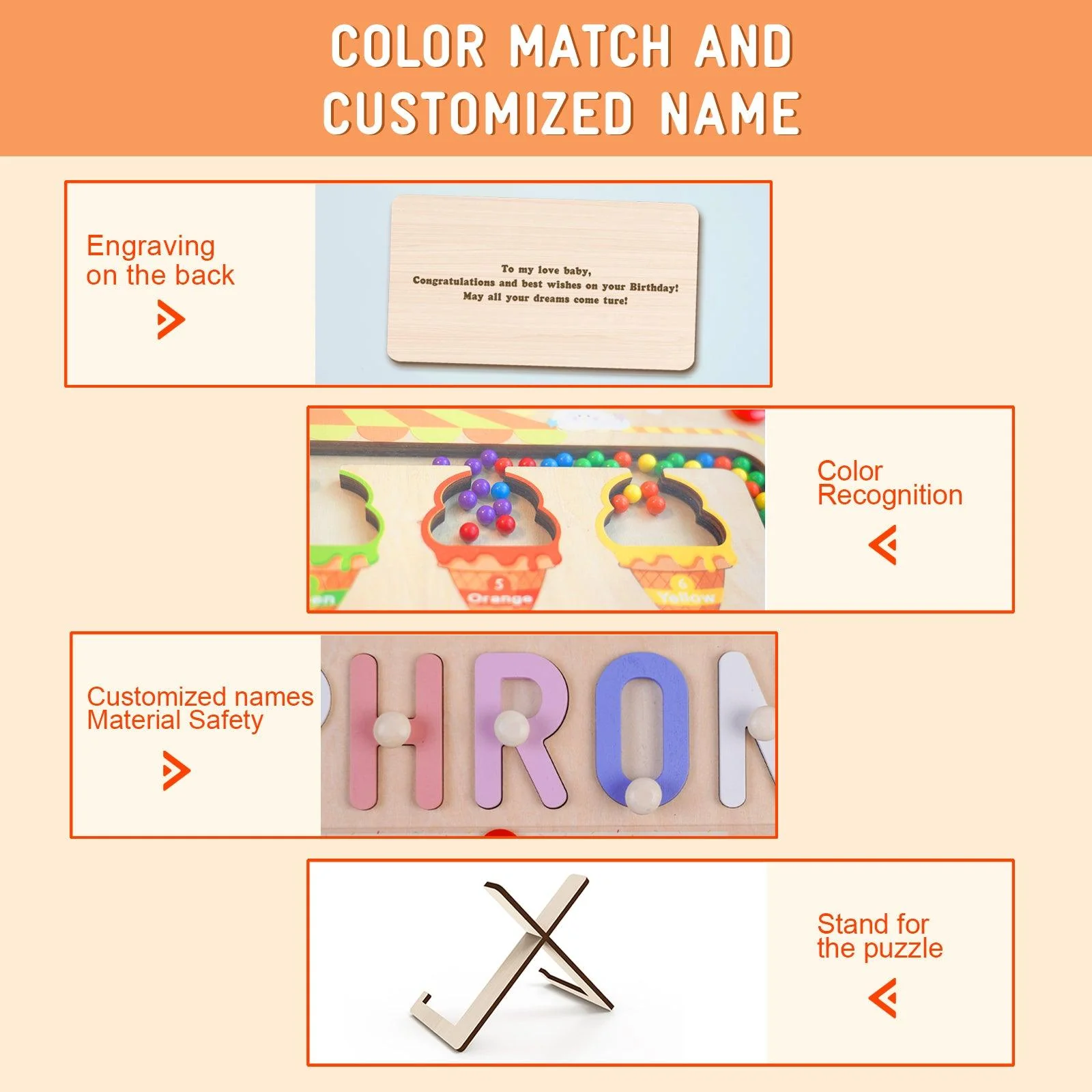 Personalized Baby Name Magnetic Maze Puzzle - Ice Cream - Image 6
