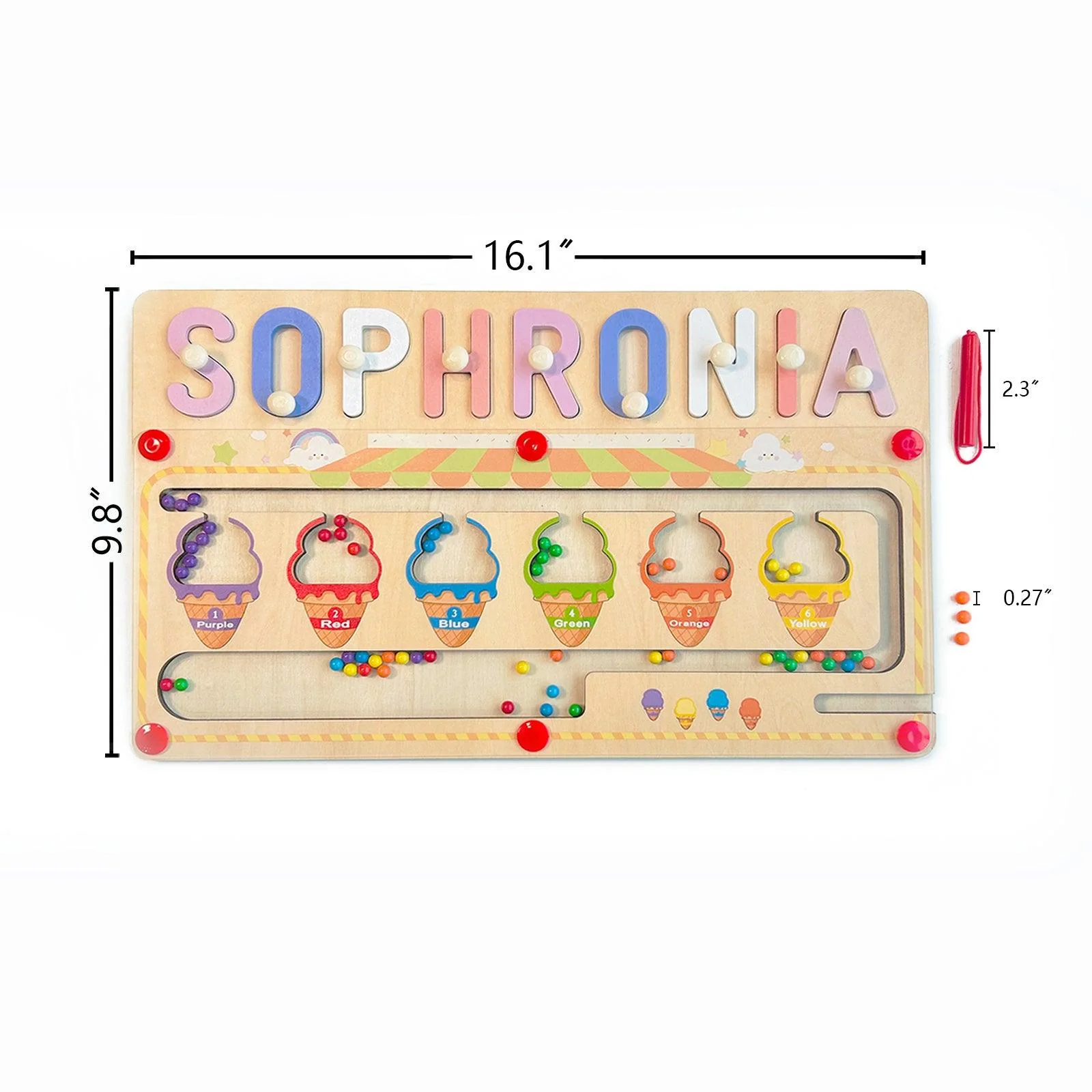 Personalized Baby Name Magnetic Maze Puzzle - Ice Cream - Image 9