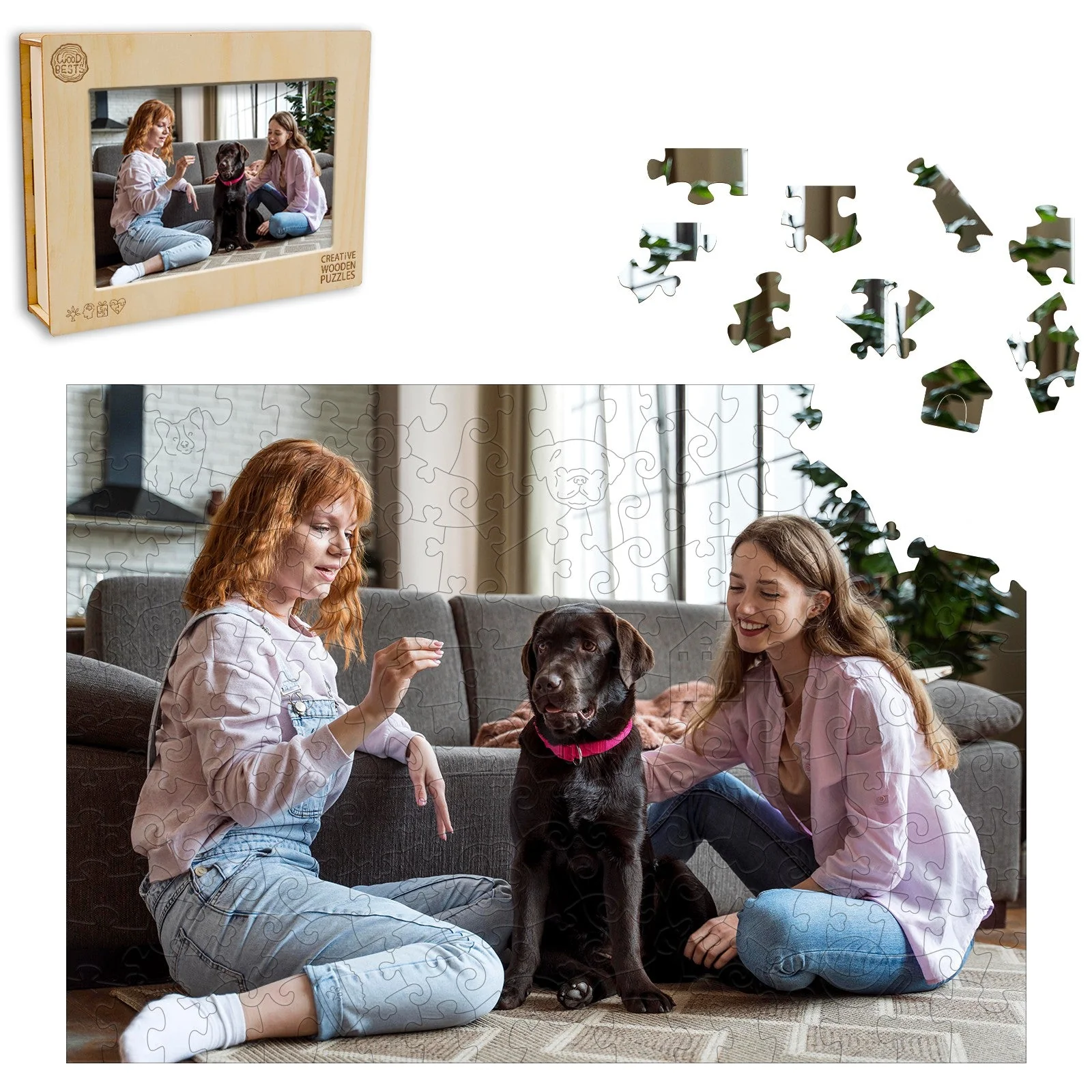 Personalized Photo Wooden Puzzle - Pet Lover Theme - Image 5