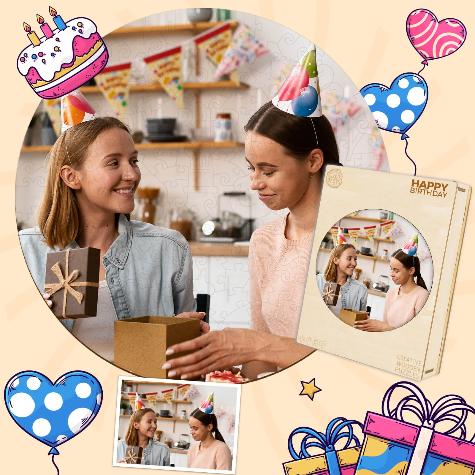 Personalized Photo Wooden Puzzle In Different Shapes and Themes - Image 23