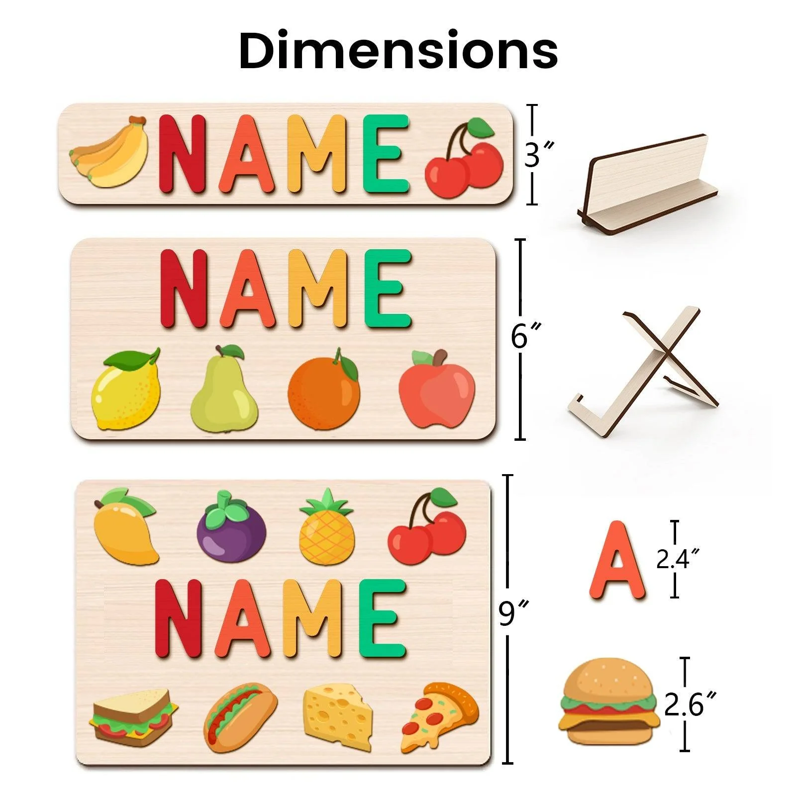 Personalized Wooden Baby Name Puzzle with Food - Image 9