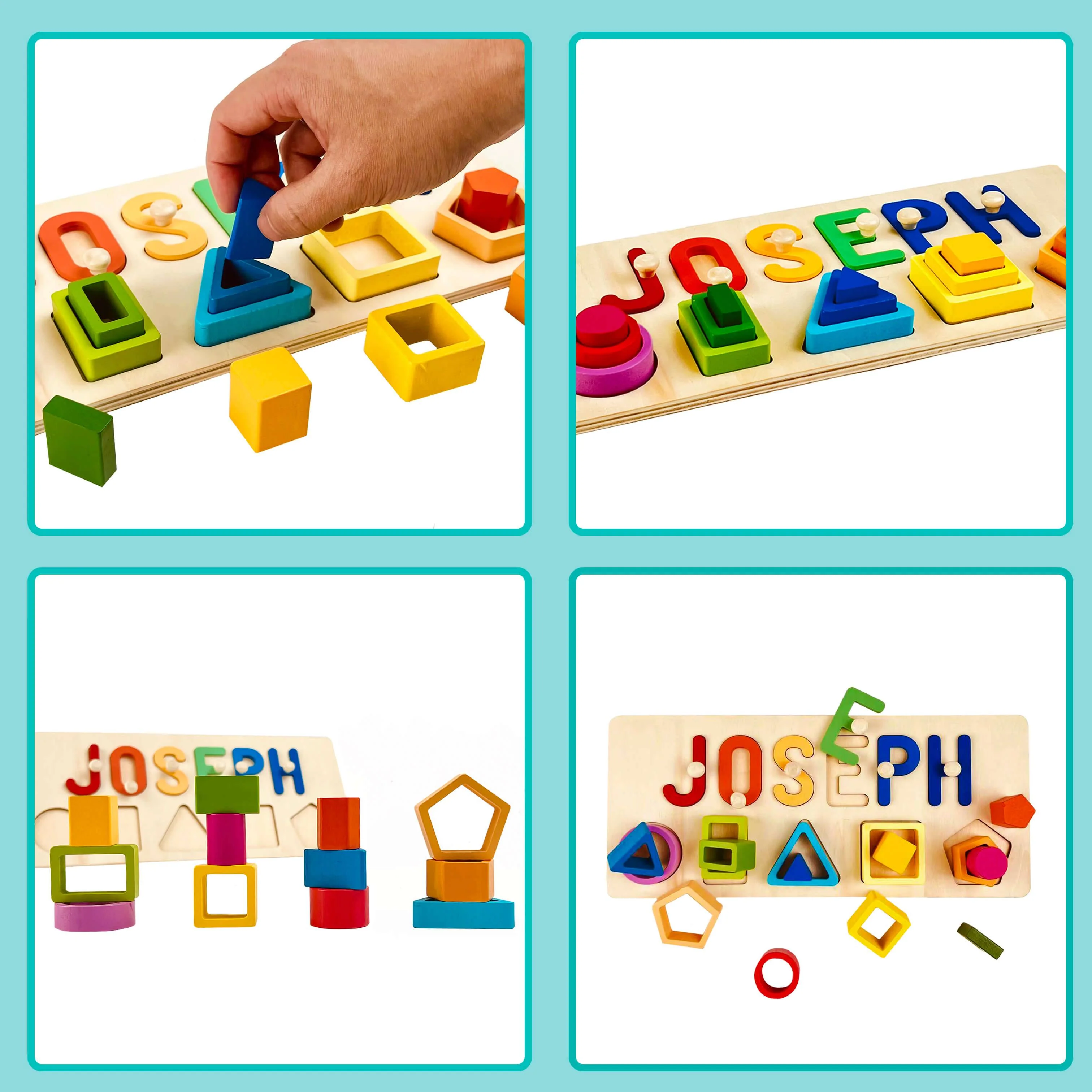 Personalized Wooden Baby Name Stacking Toy - Image 5