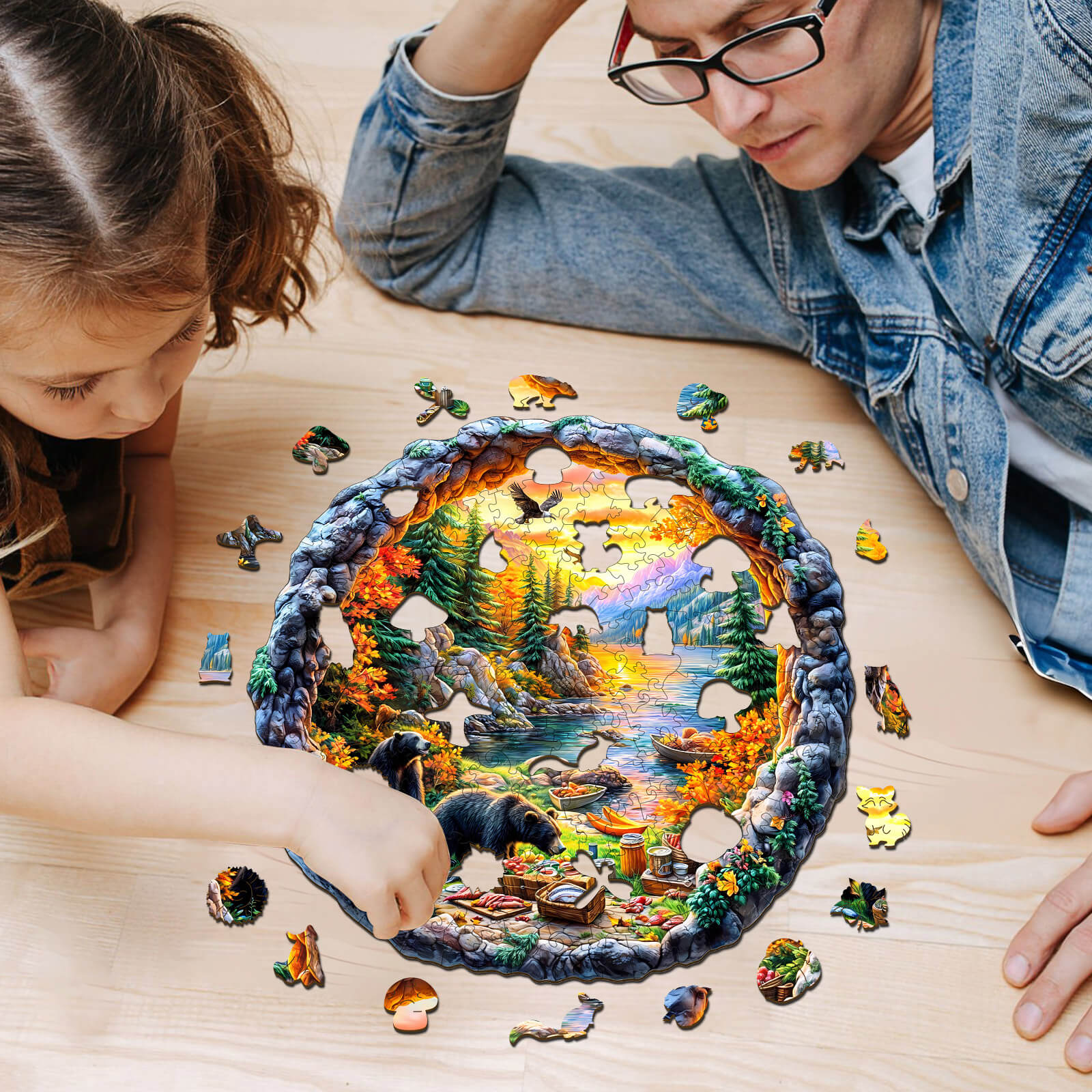 3D Picnic by the lake Wooden Jigsaw Puzzle - Image 9