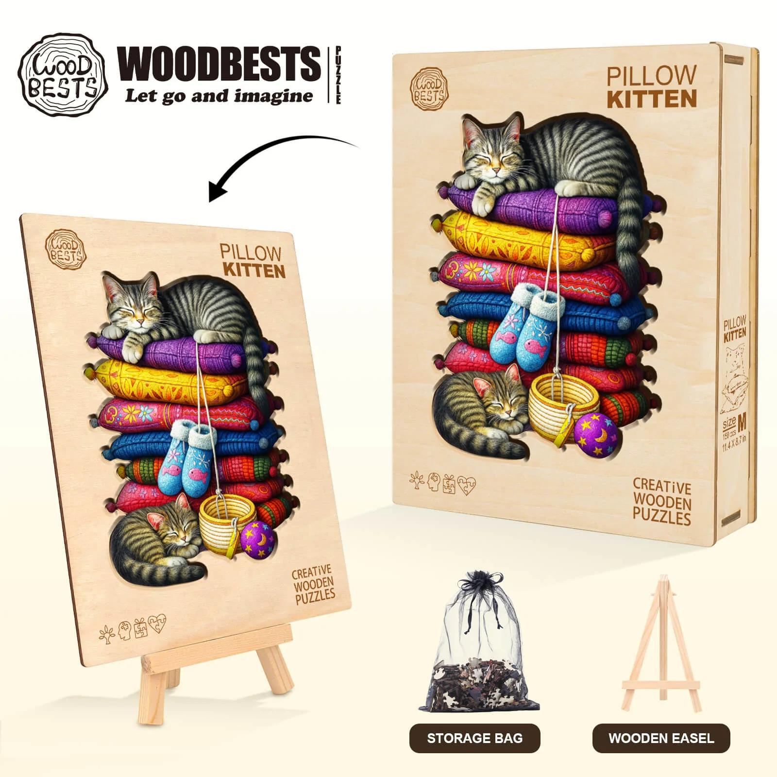 Pillow Kitten Wooden Jigsaw Puzzle - Image 6