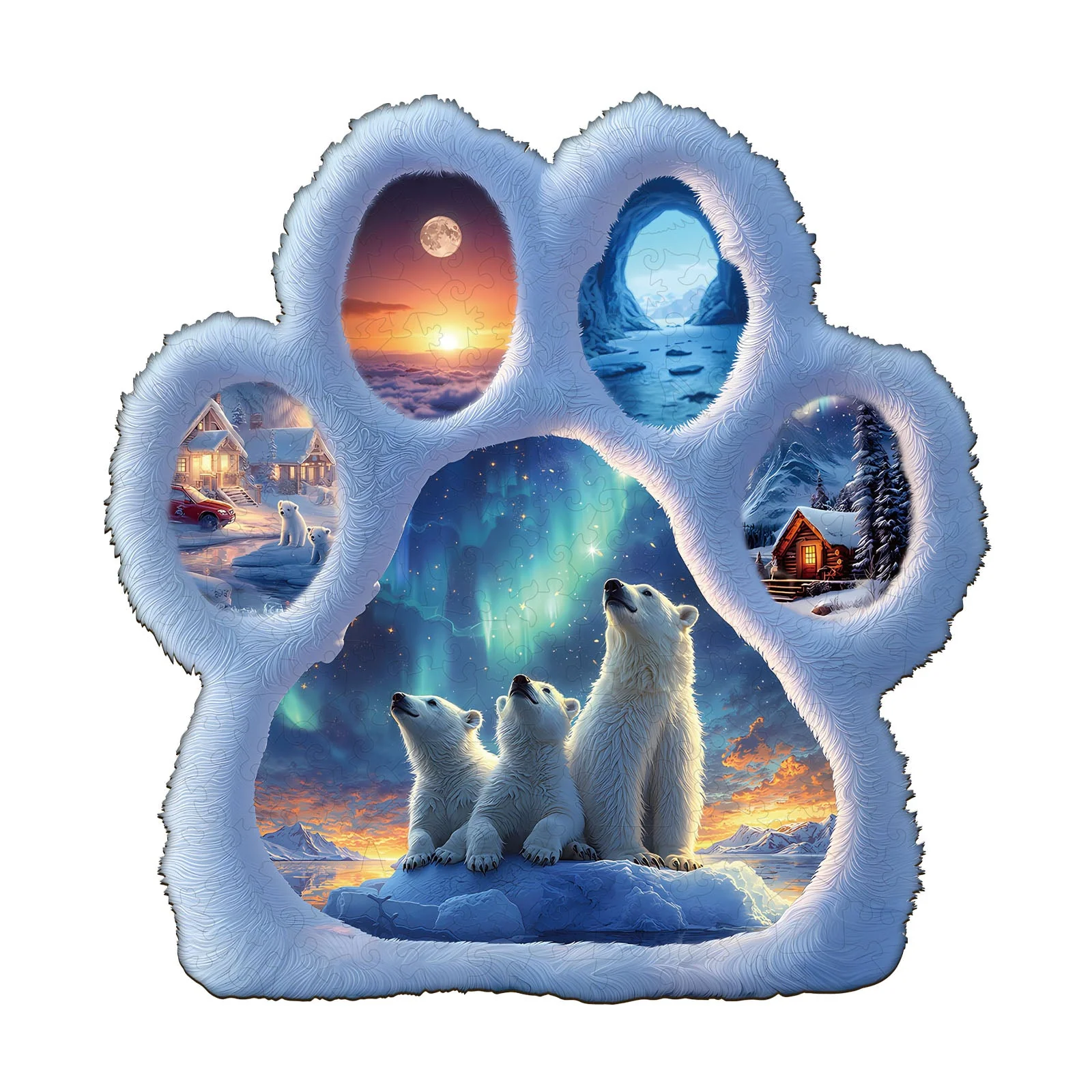 Polar bear tracks Wooden Jigsaw Puzzle