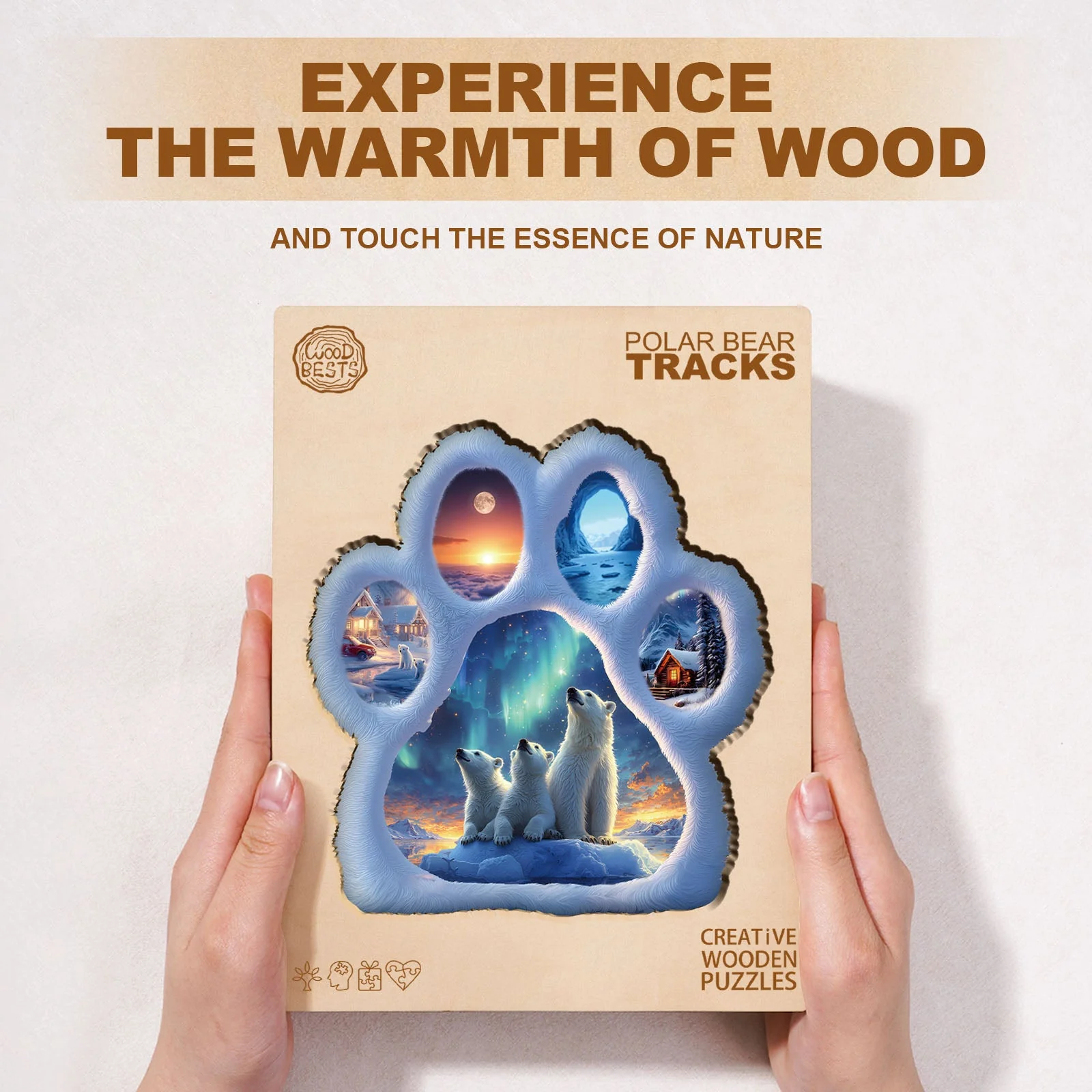 Polar bear tracks Wooden Jigsaw Puzzle - Image 5