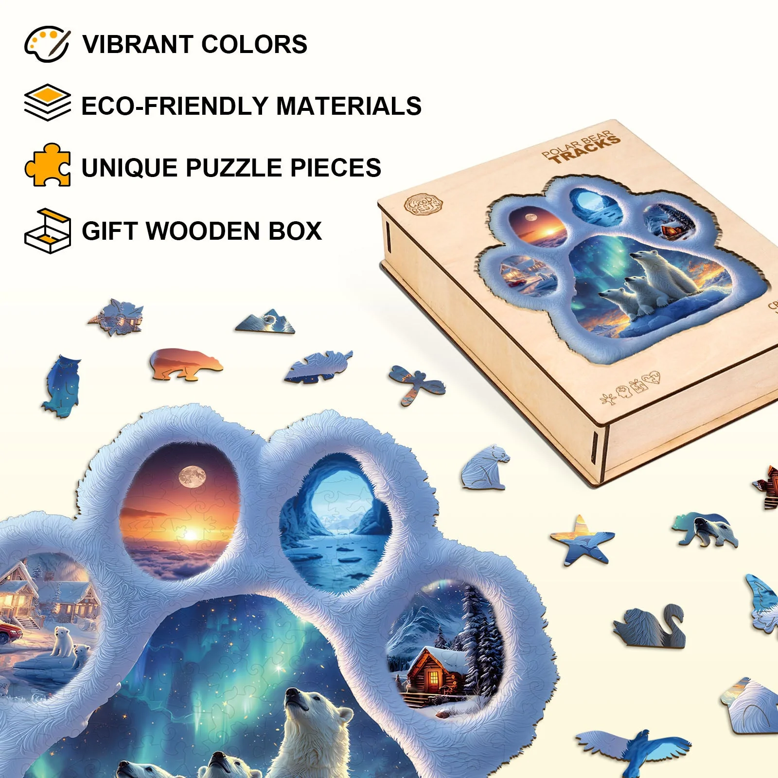 Polar bear tracks Wooden Jigsaw Puzzle - Image 6