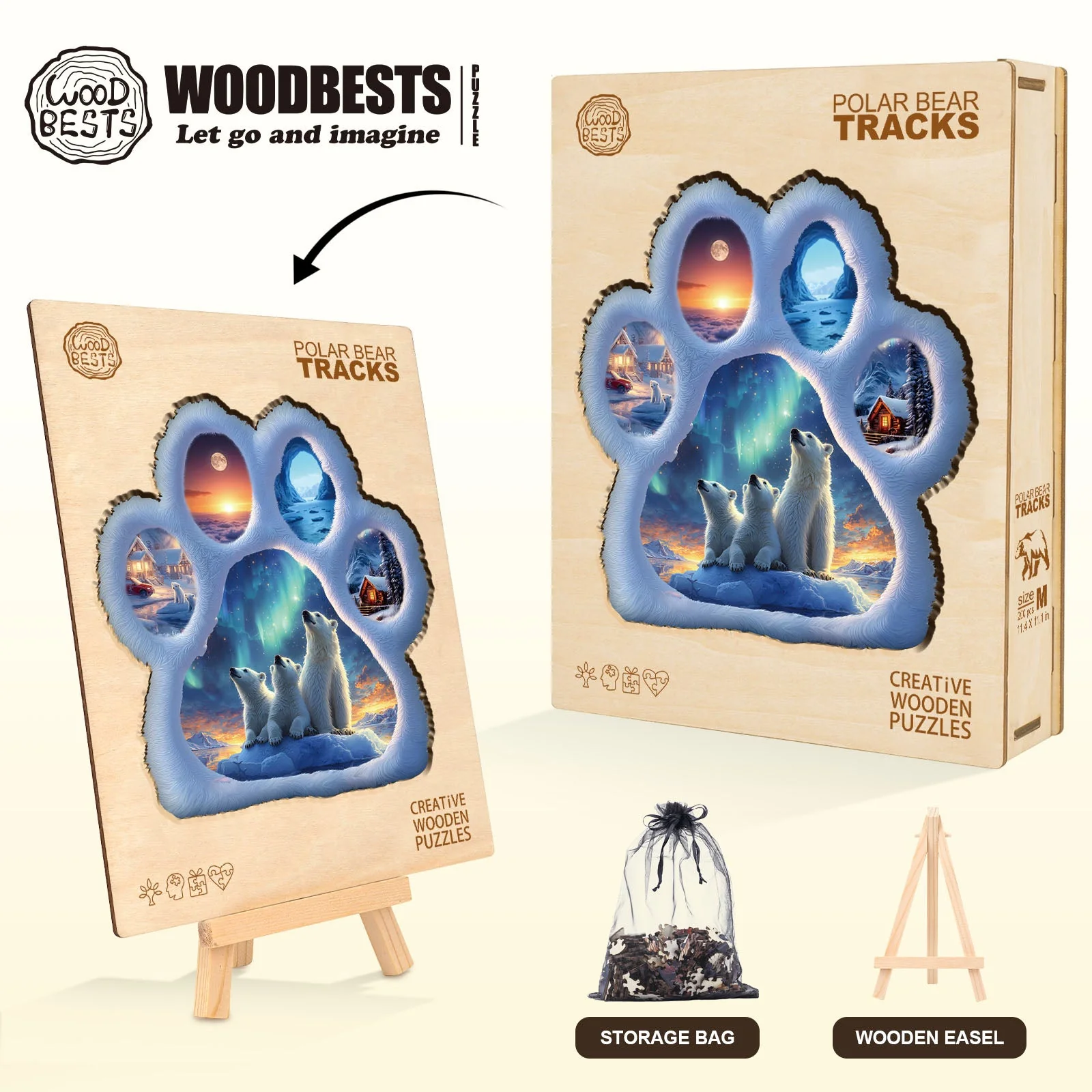 Polar bear tracks Wooden Jigsaw Puzzle - Image 7