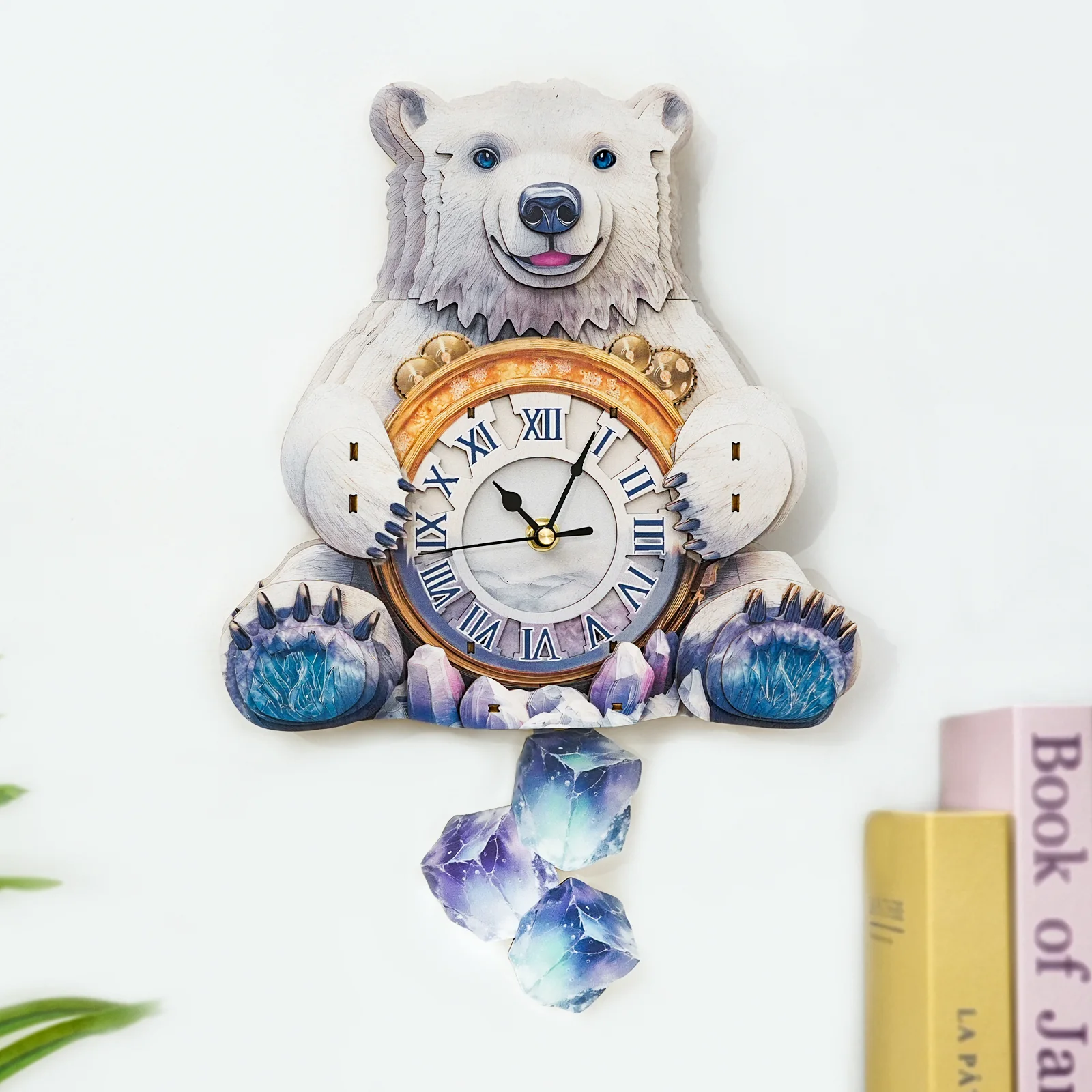 Polar bears– DIY Wooden Clock, 3D Puzzle Craft Kit