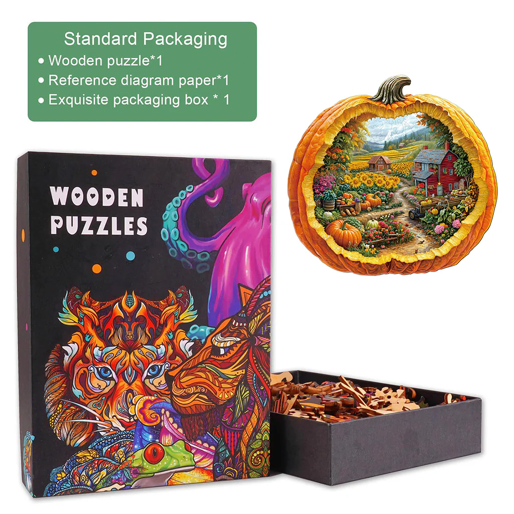 Pumpkin Summer Farm Wooden Jigsaw Puzzle - Image 4