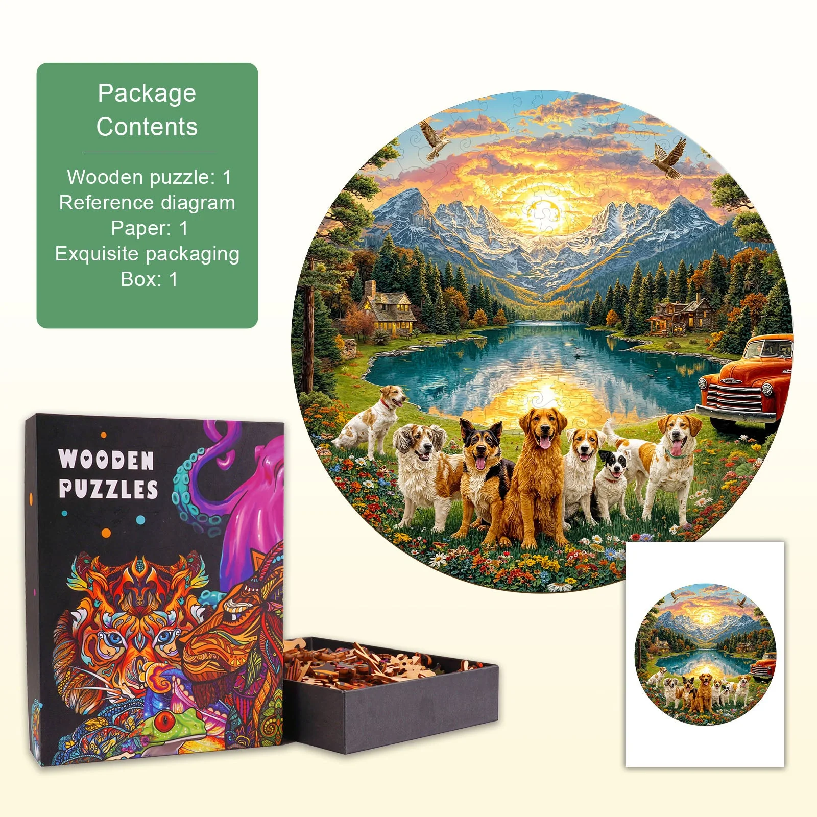 Puppy Scenic World Wooden Jigsaw Puzzle - Image 3