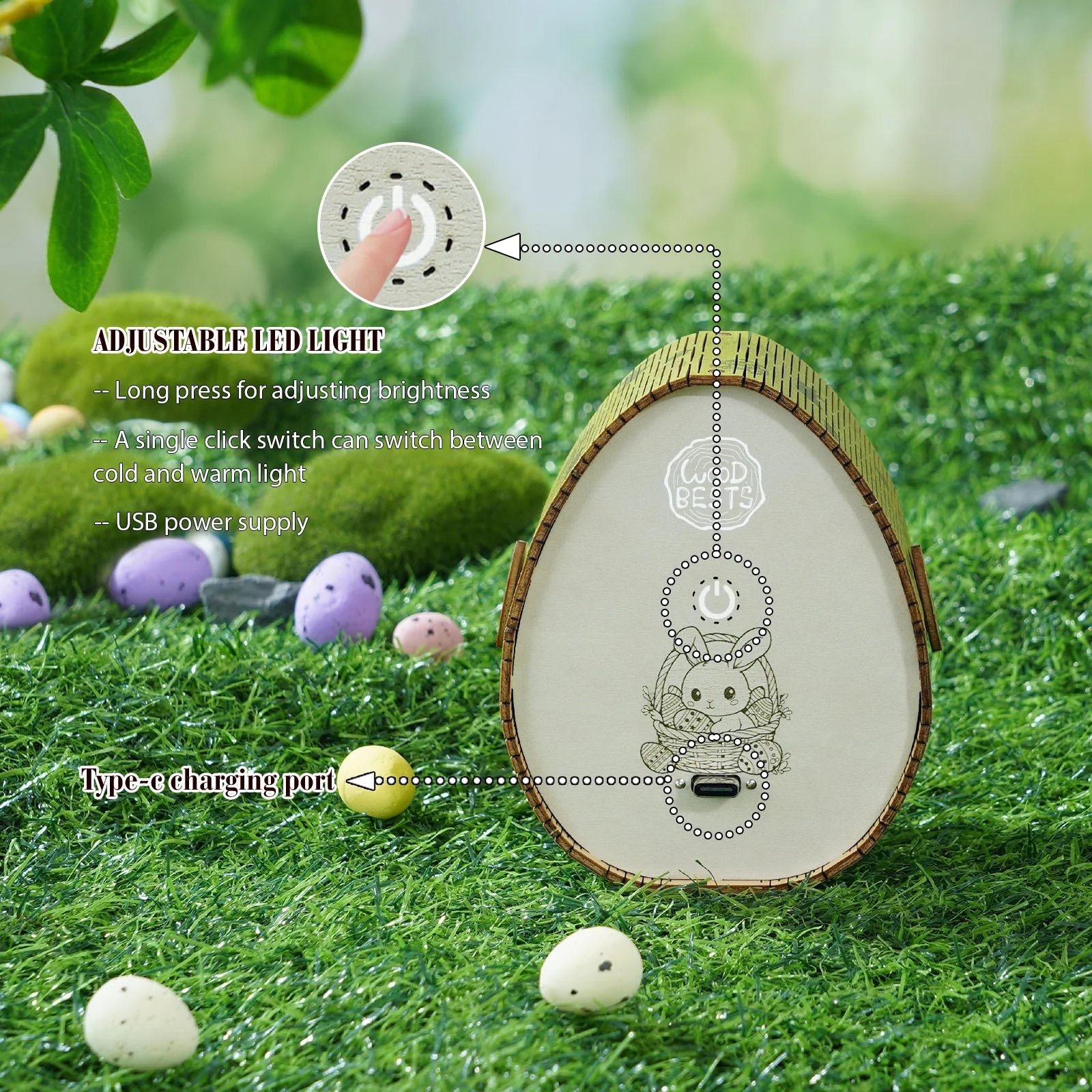 Rabbit By The Stream Kit - 3D Wooden Puzzle Night Light - Image 4