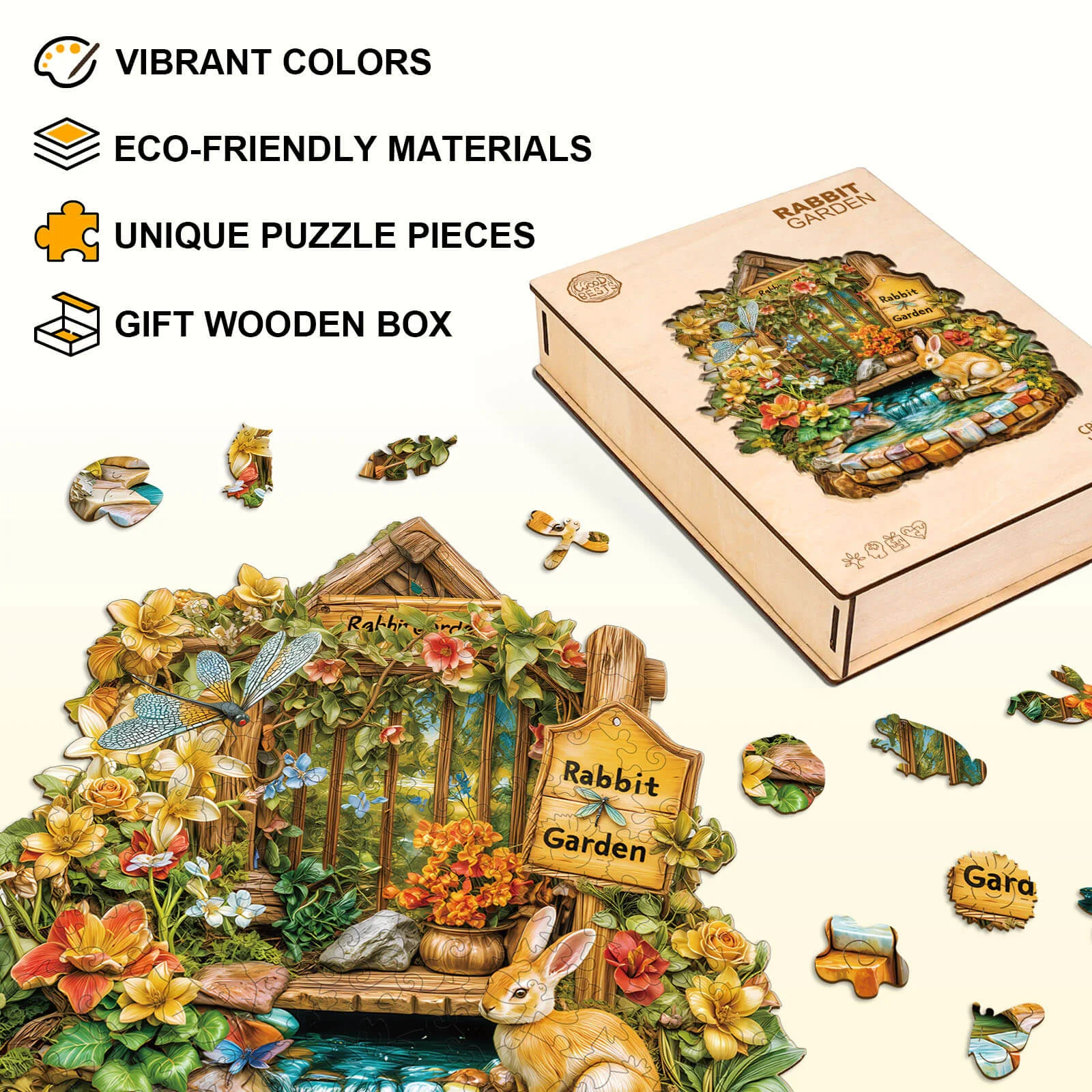 Rabbit Garden Wooden Jigsaw Puzzle - Image 5
