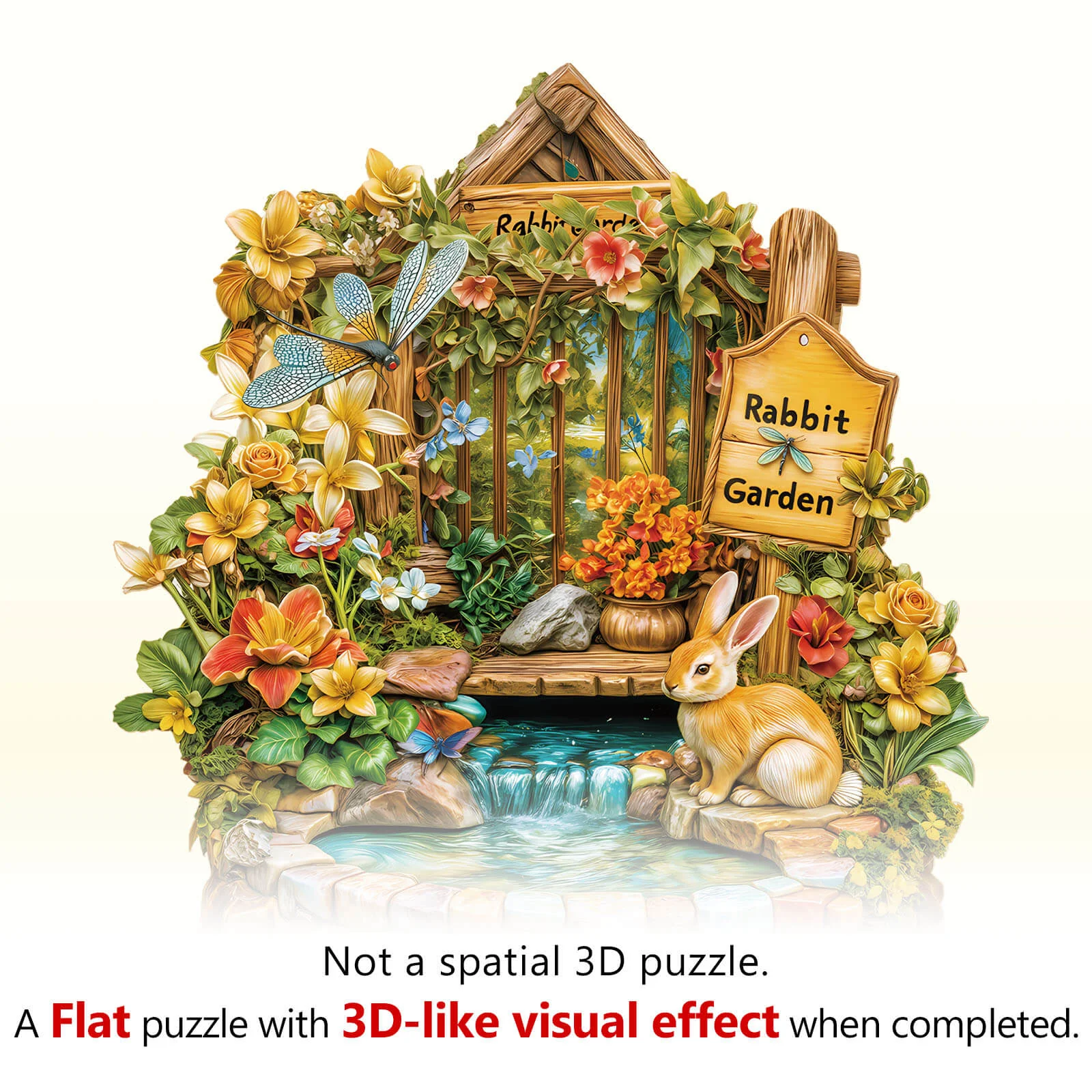 Rabbit Garden Wooden Jigsaw Puzzle - Image 8