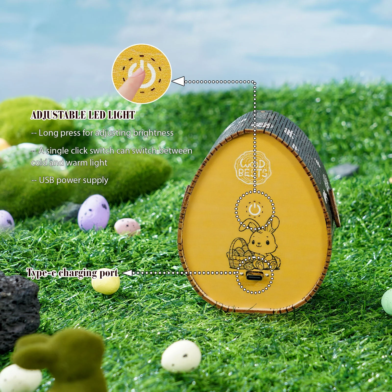 Rabbit in the Forest Kit - 3D Wooden Puzzle Night Light - Image 4