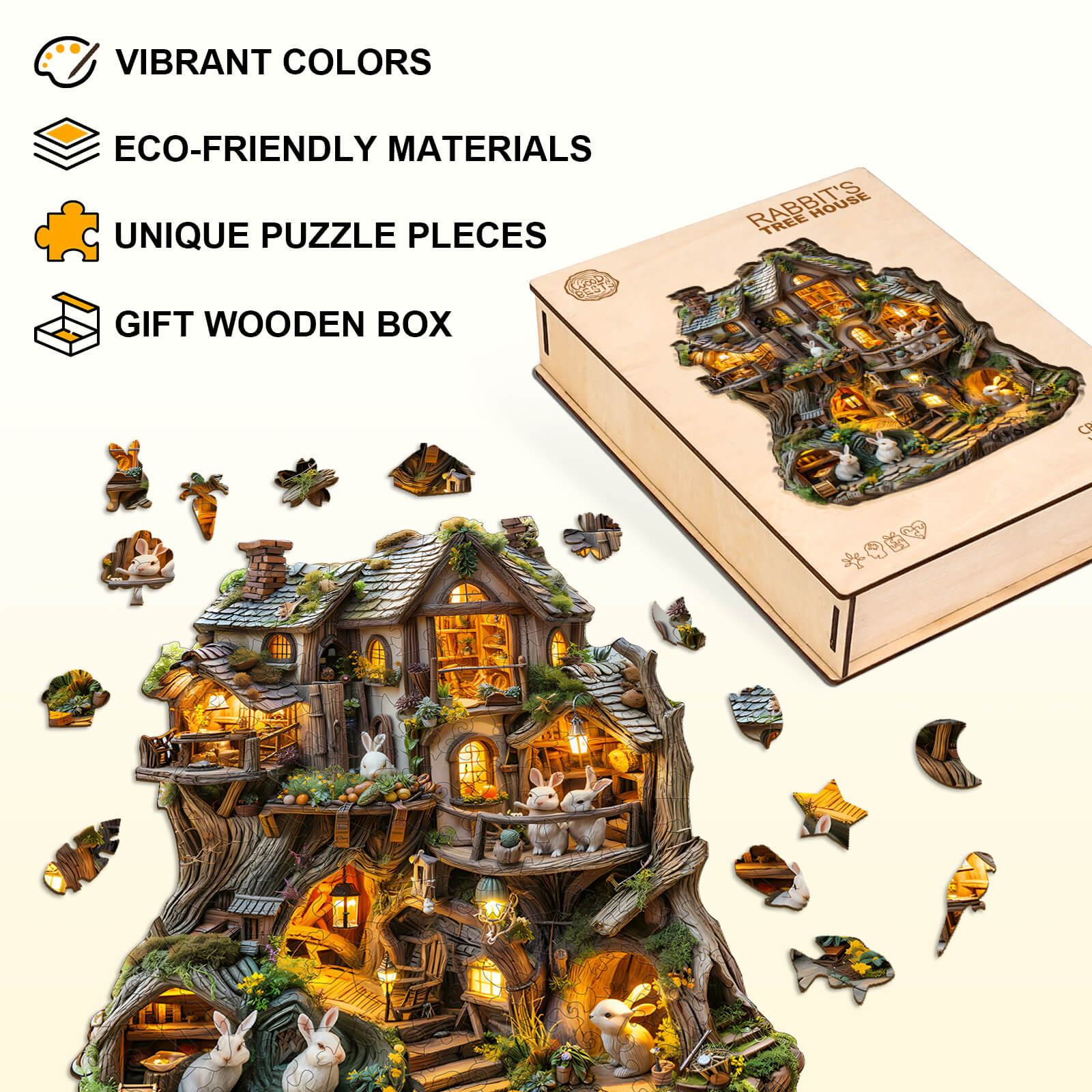 Rabbit's Tree House Wooden Jigsaw Puzzle - Image 4