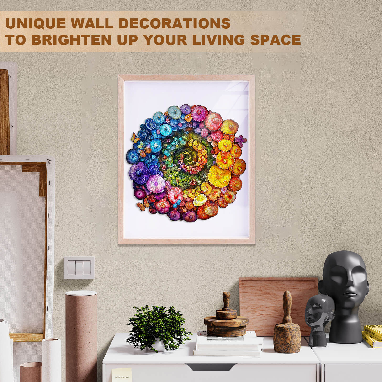 Rainbow vortex mushrooms Wooden Jigsaw Puzzle - Image 10