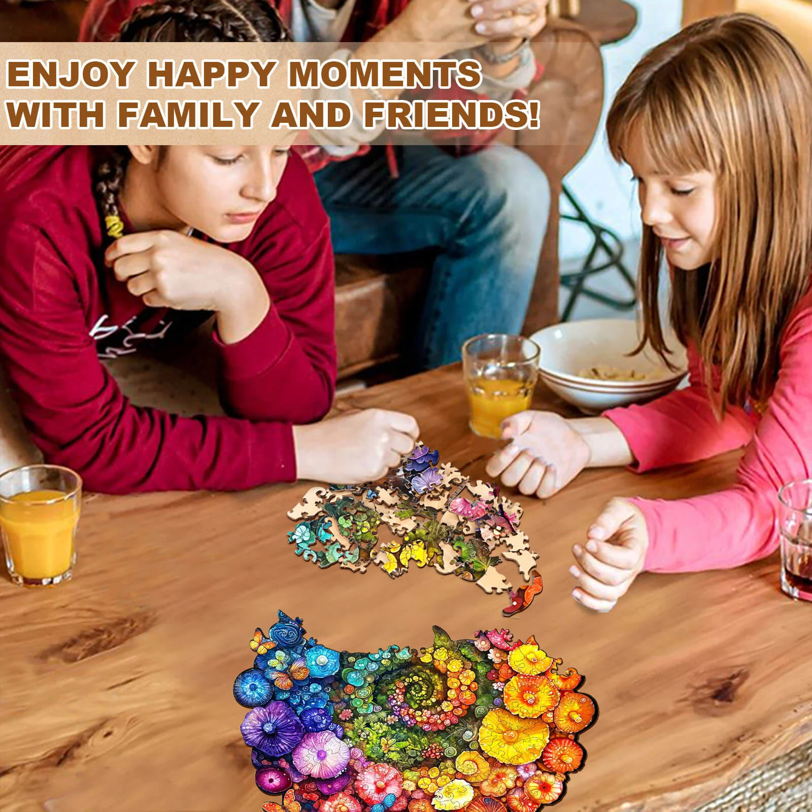 Rainbow vortex mushrooms Wooden Jigsaw Puzzle - Image 8
