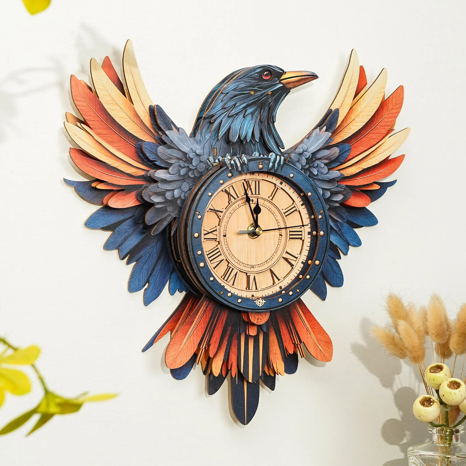 Raven– DIY Wooden Clock, 3D Puzzle Craft Kit - Image 2