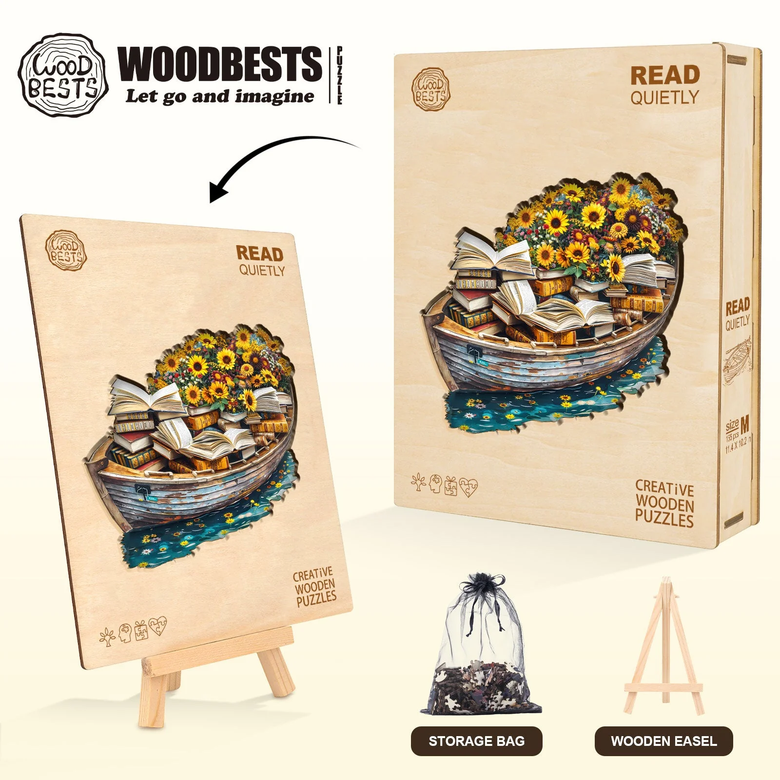 Read quietly Wooden Jigsaw Puzzle - Image 4