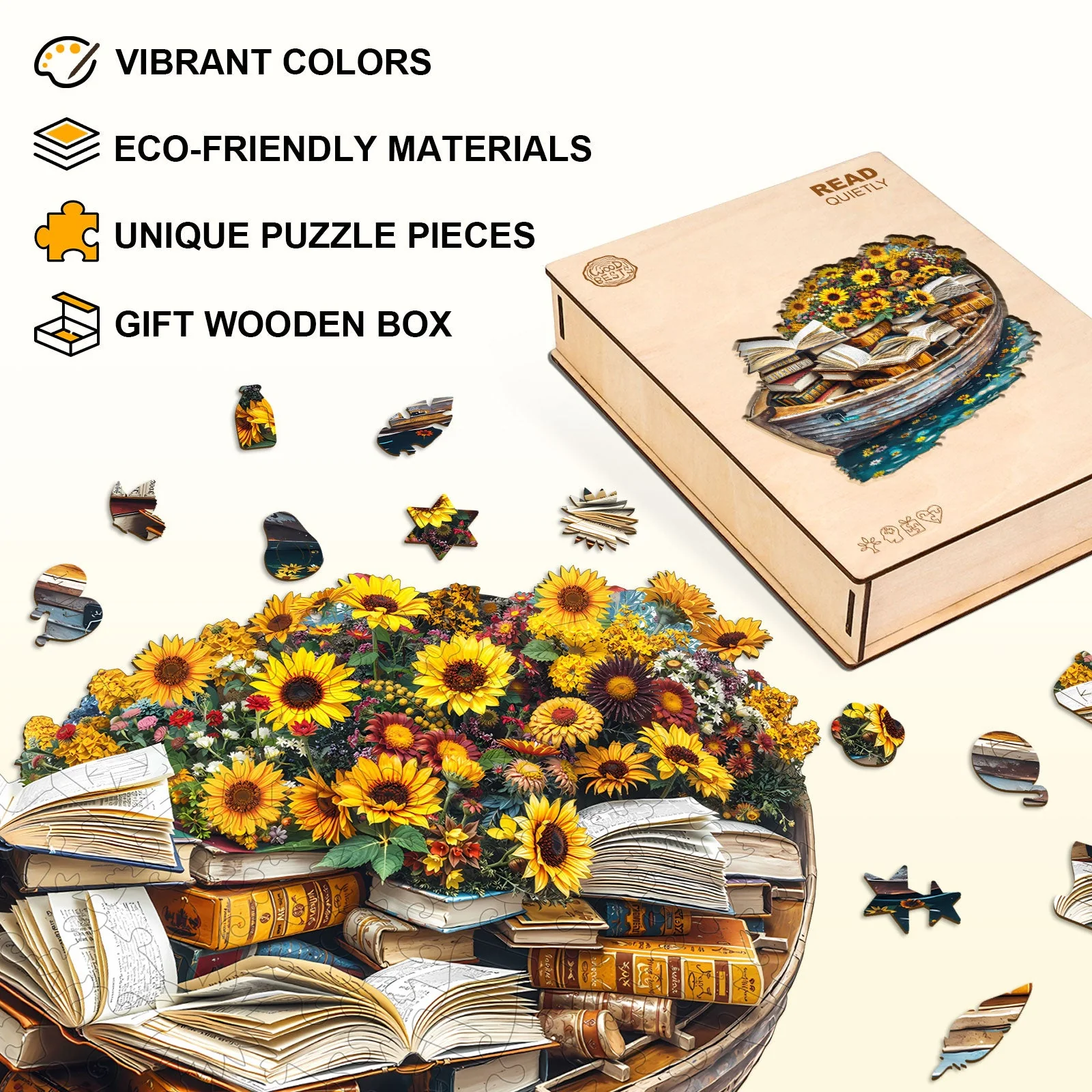 Read quietly Wooden Jigsaw Puzzle - Image 5