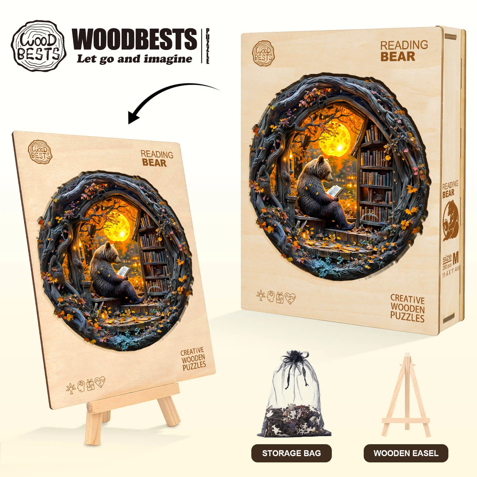 Reading bear Wooden Jigsaw Puzzle - Image 8